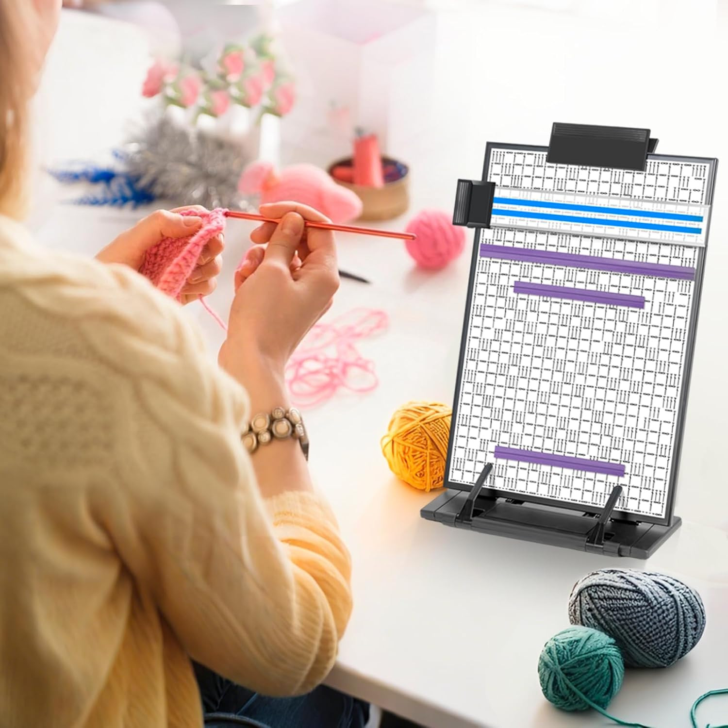 Paper Stand Chart Knitting Pattern Holder with 8 Replacement Magnets Cross Stitc