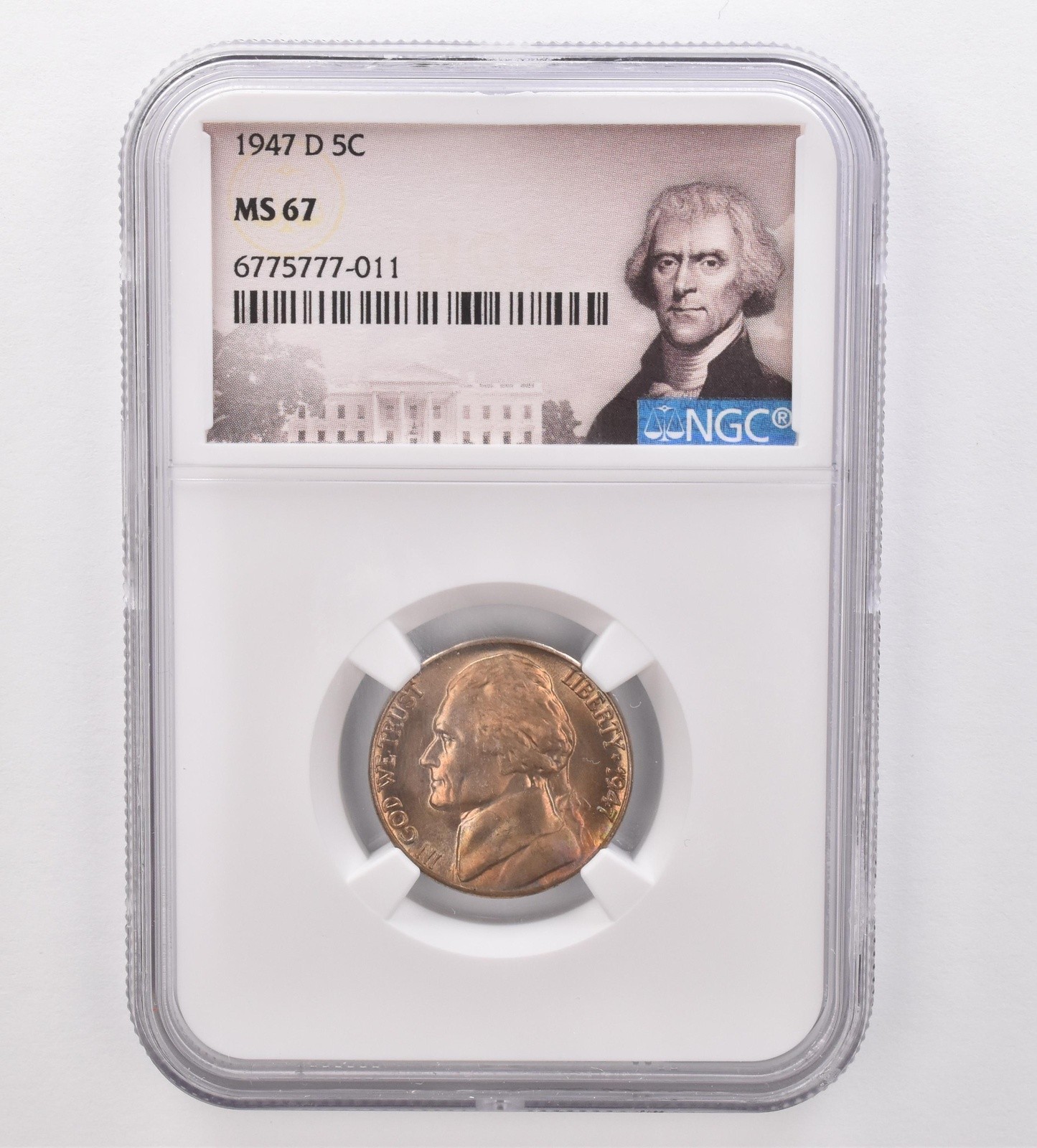 1947-D Jefferson Nickel MS67 NGC PQ Beautiful Tone *9937