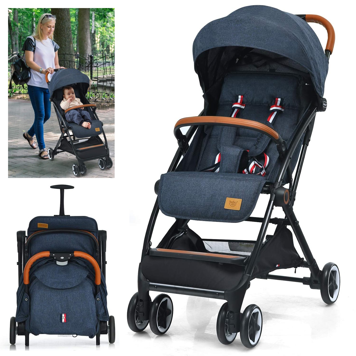 Cochecito De Viaje Ligero Coches Azul Marino Para Bebes 6-36 Meses Niños Oferta