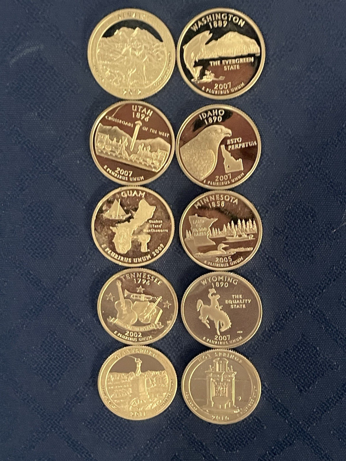 38 Silver Proof Quarters US Mint State And Territory Various Years