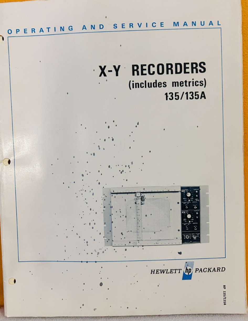 HP 00135-90001 Model 135/135A X-Y Records Includes Metrics Oper & Service Manual