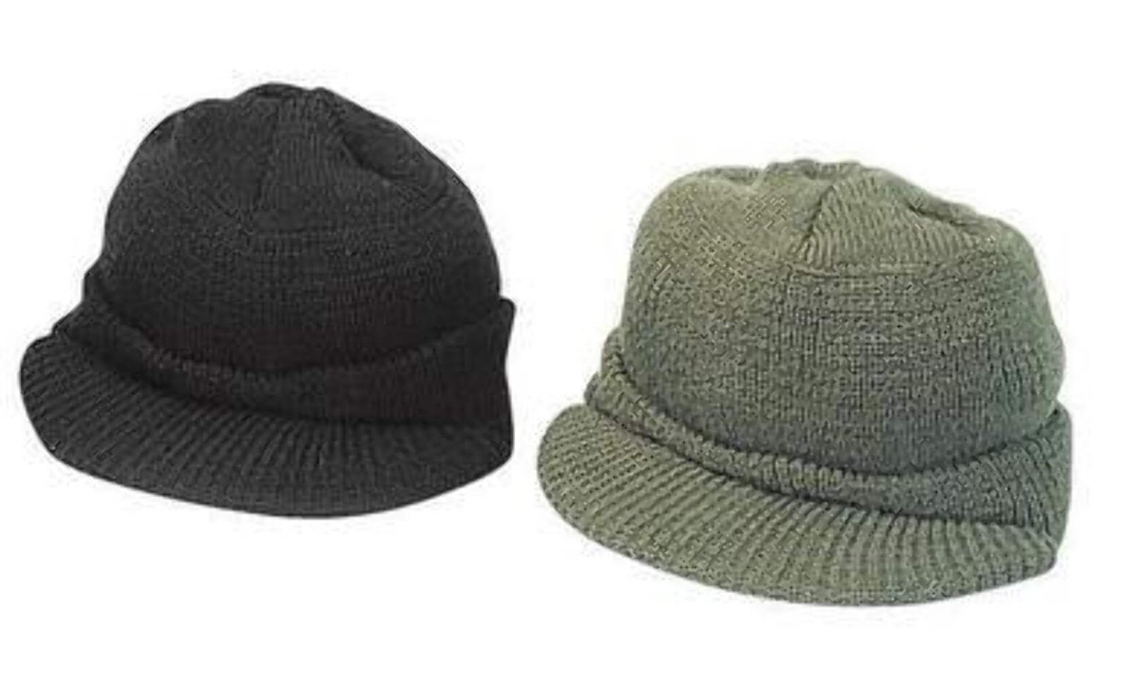 100% Wool Military Jeep Cap Tactical Knit Cap with Bill USGI USA Made NEW