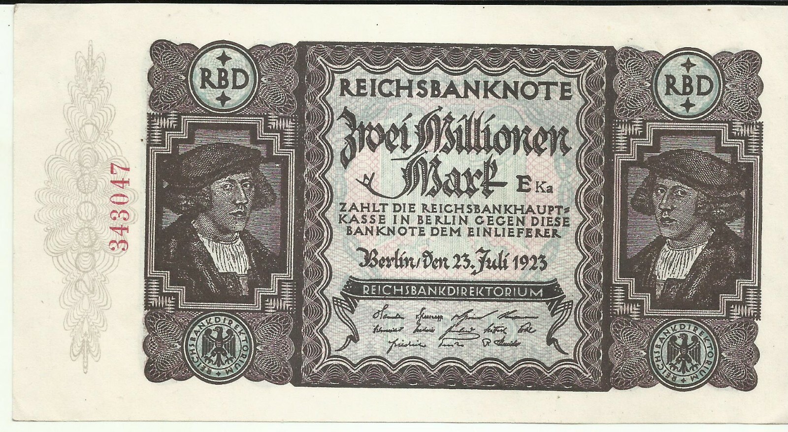 GERMANY 2 MILLION MARKS 1923 P 89a. aUNC CONDITION. 8RW 28JUL