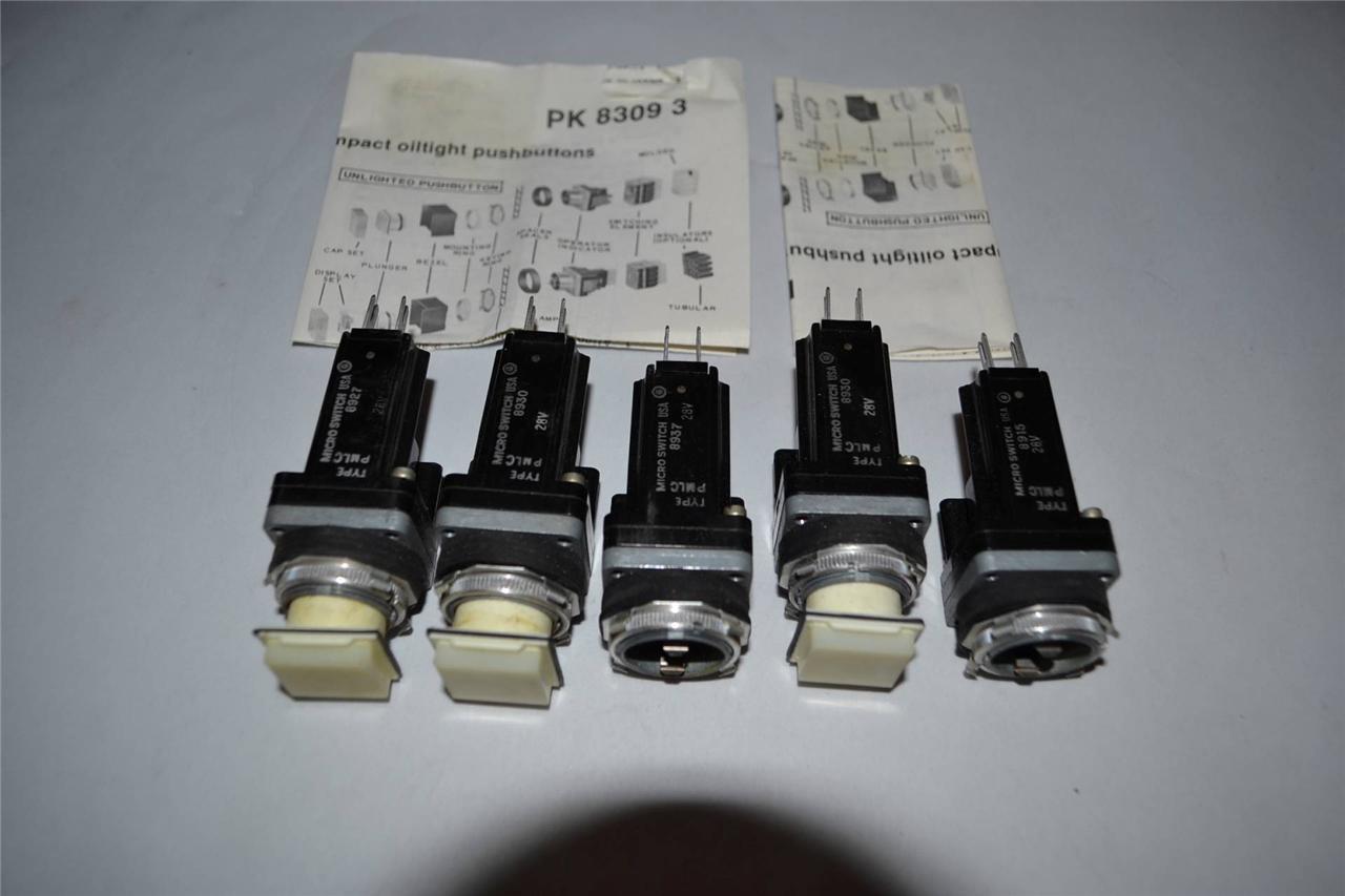 LOT OF 5 MICROSWITCH SQUARE ILLUMINATED PUSH BUTTONS PMLC155A1 NEW & USED