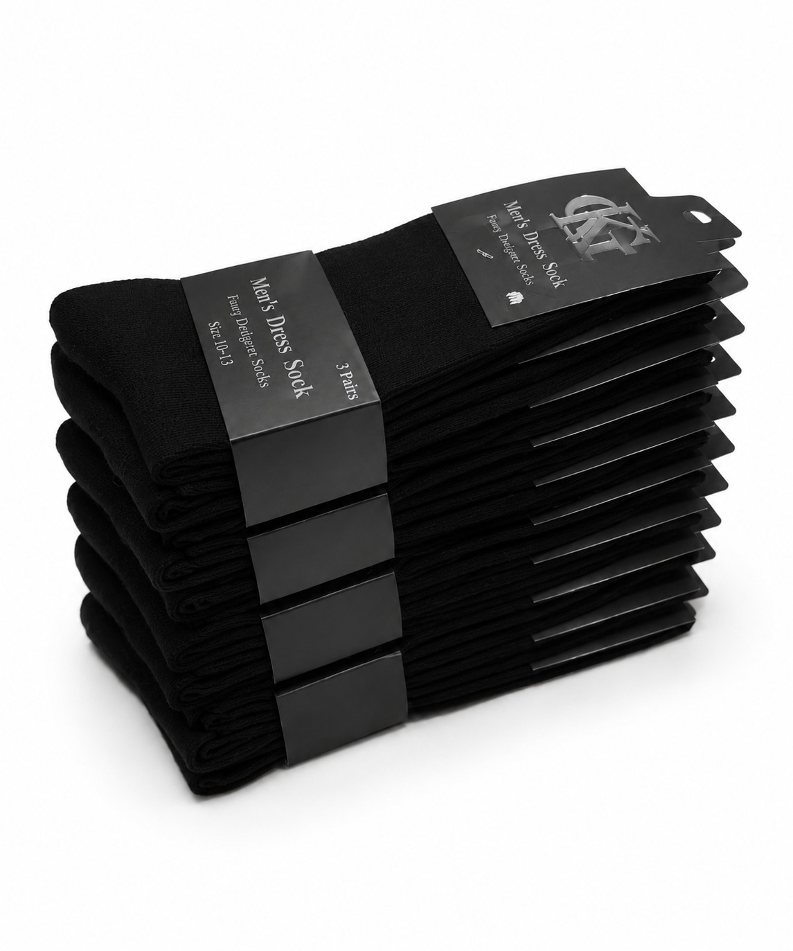 12 Pairs Mens Black Dress Socks Solid Classic Design Cotton Size 10-13