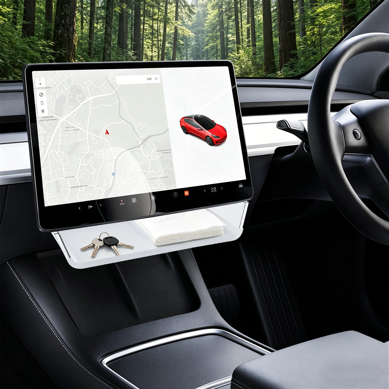 For 2021-24 Tesla Model Y & 2017-2023 Tesla Model 3 Under Screen Organizer Tray