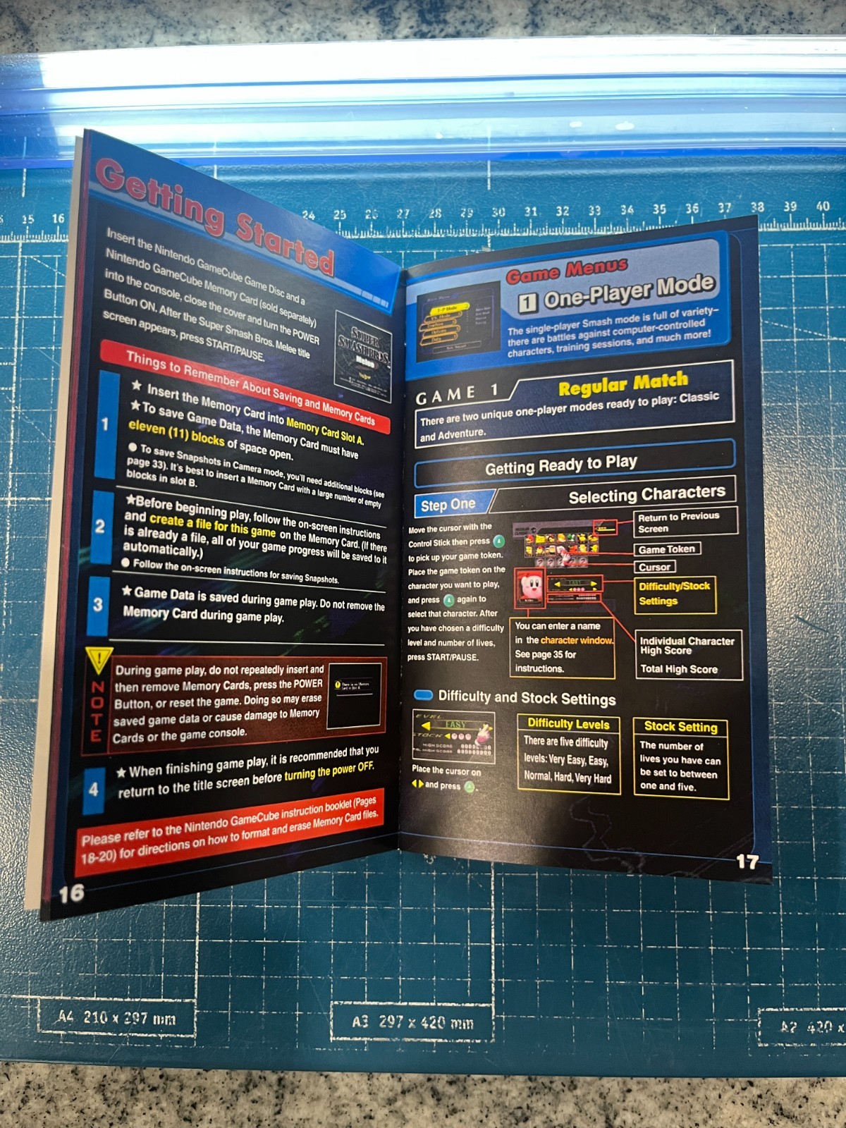 Replacement Manual for Super Smash Bros. Melee Game Cube Instruction Booklet