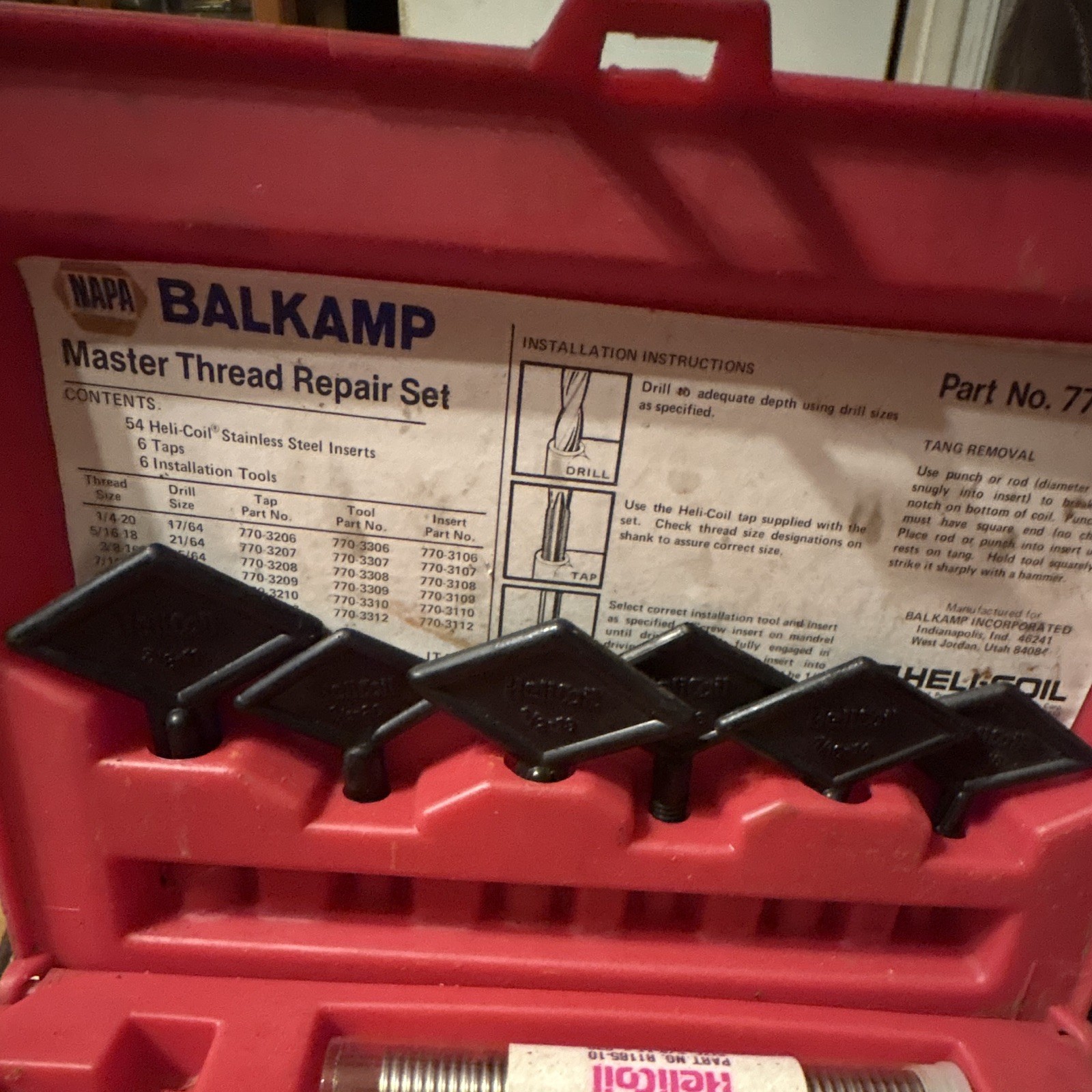 Napa Helicoil Master Thread Repair Set (Not complete)