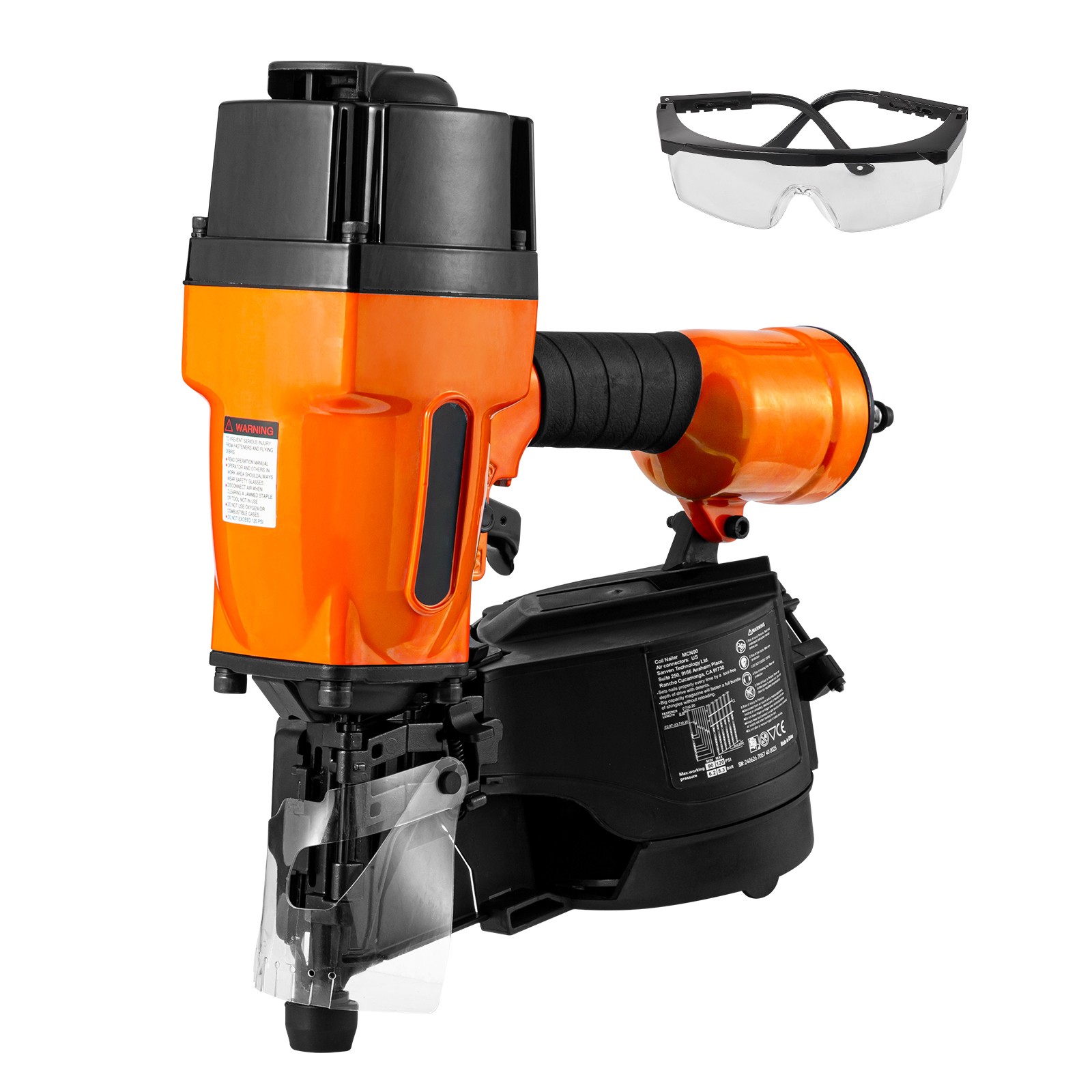 Uimoso Coil Framing/Siding Nailer 1 " to 3-1/2 " 15 Degree Pneumatic Nail Gun