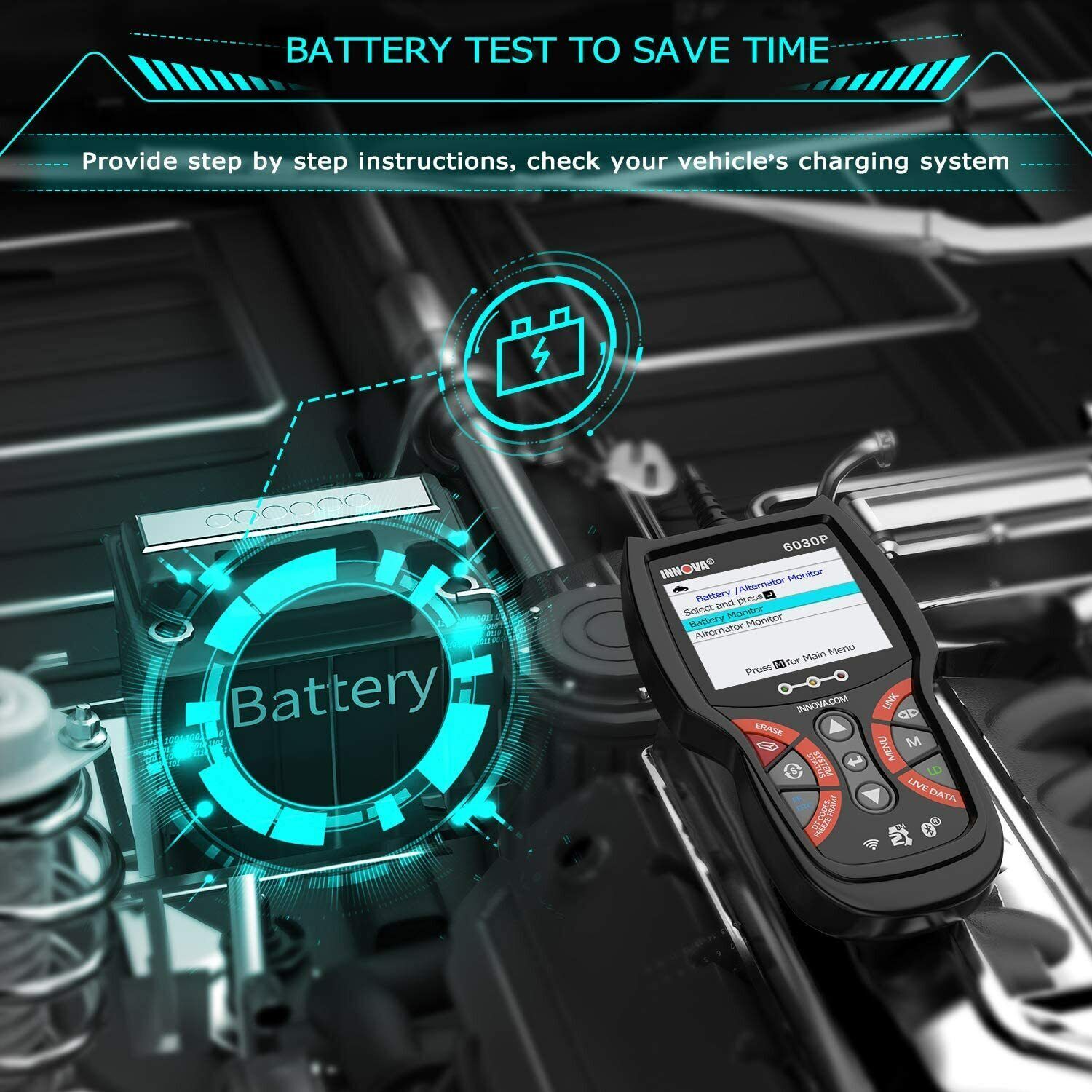 INNOVA 6030P Engine ABS Car OBD2 Scanner Automotive Diagnostic Scan Tool Battery