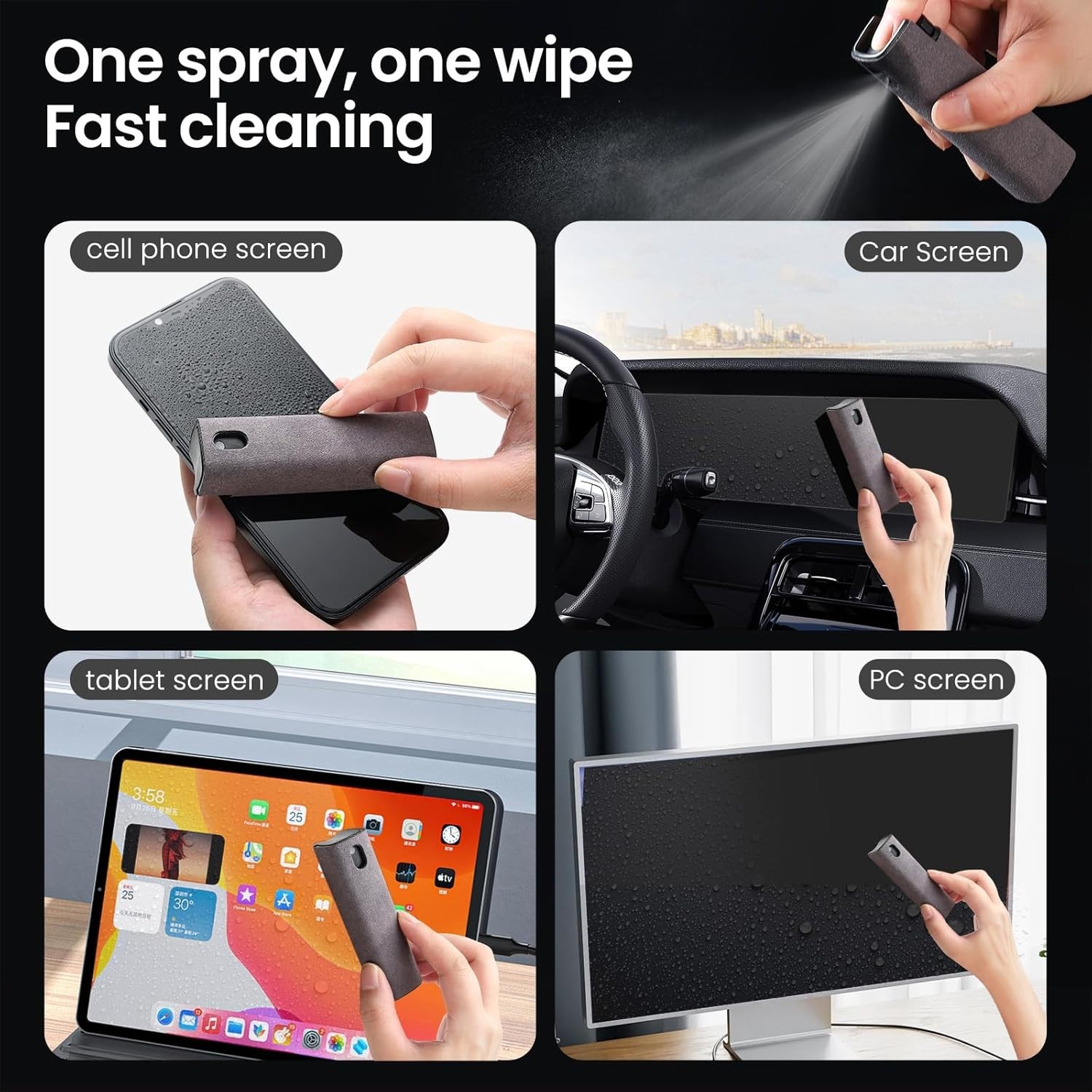 2 Pcs Screen Cleaner Kit, 3-in-1 Touchscreen Mist Cleaner Spray Bottle Tool &...