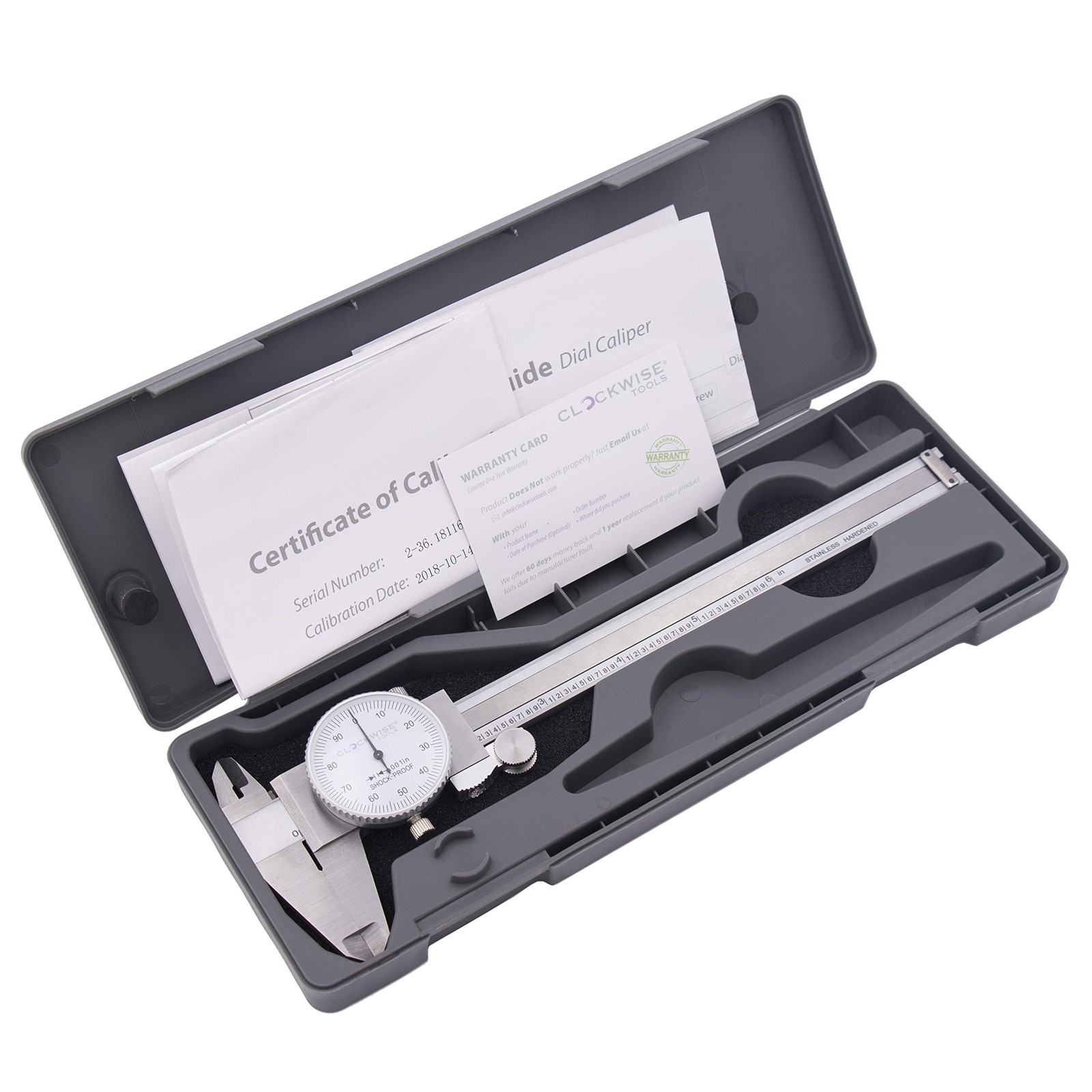 Clockwise Tools DDLR-0605 Pro Dial Caliper 0-6 Inch Double Shock Proof Stainless