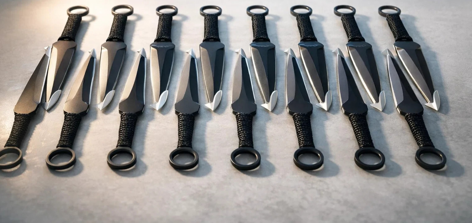Throwing Knife Tactical Ninja Fixed Blade Ninjutsu Kunai Combat Set 12 pcs 6"