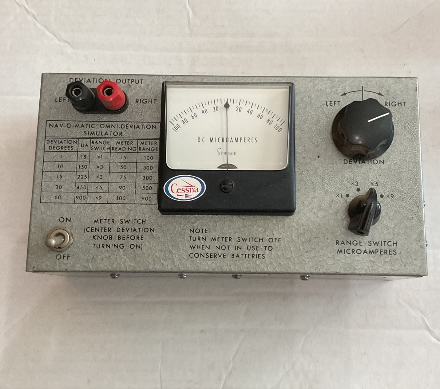 Vintage Simpson NAV-O-MATIC OMNI-Deviation Simulator P/N 10182-033