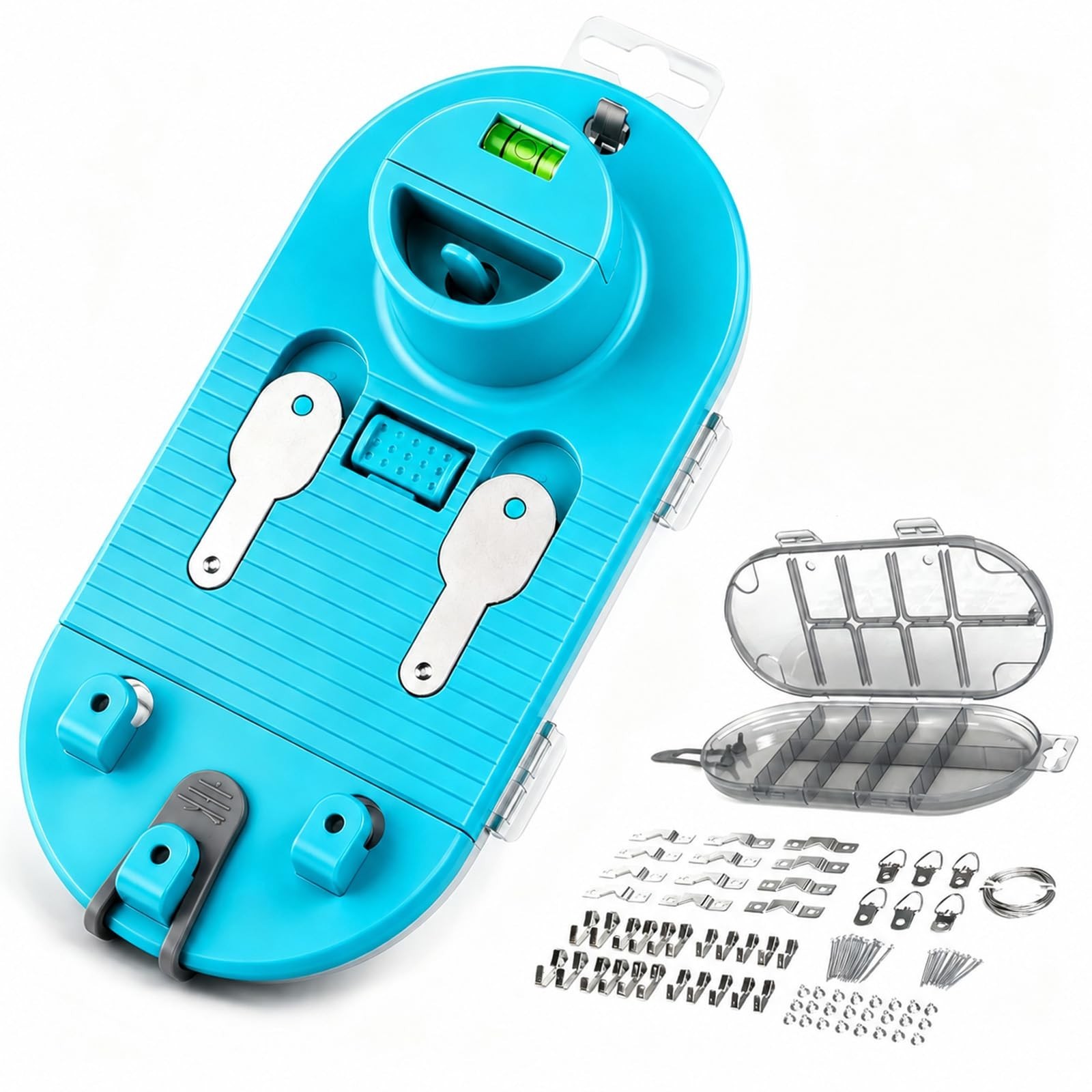 All-in-One Picture Hanging Tool Kit with Level & 85+ Hardware - No-Measure Syste