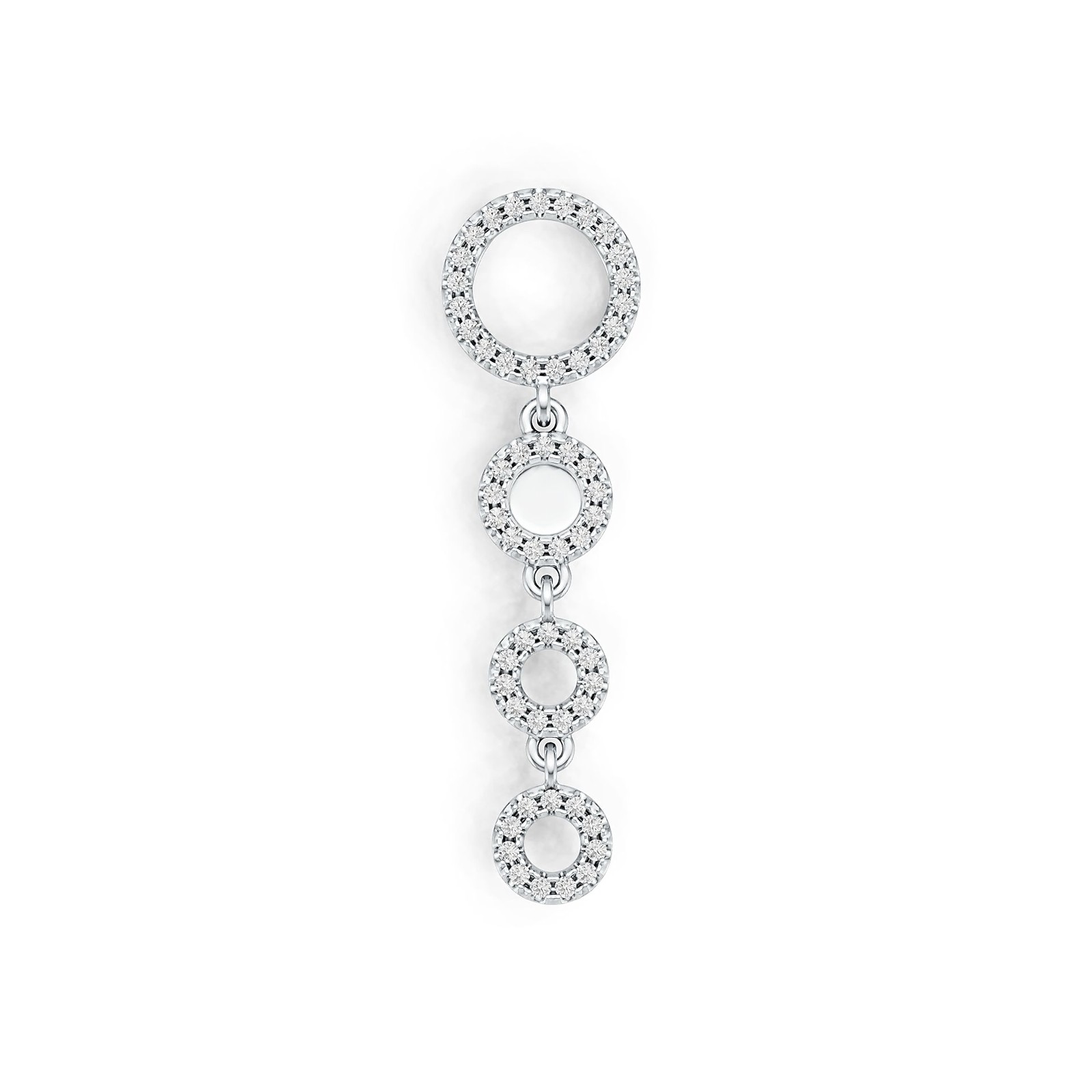 Sterling Silver Four Open Circle Pendant with White Topaz or Moissanite