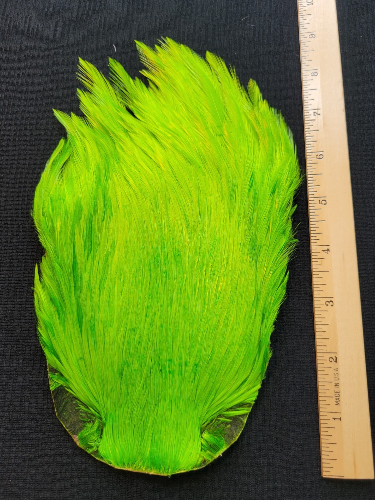 Lot 525, Dyed YELLOW CHARTREUSE India Rooster Streamer Neck Cape Feathers Tying