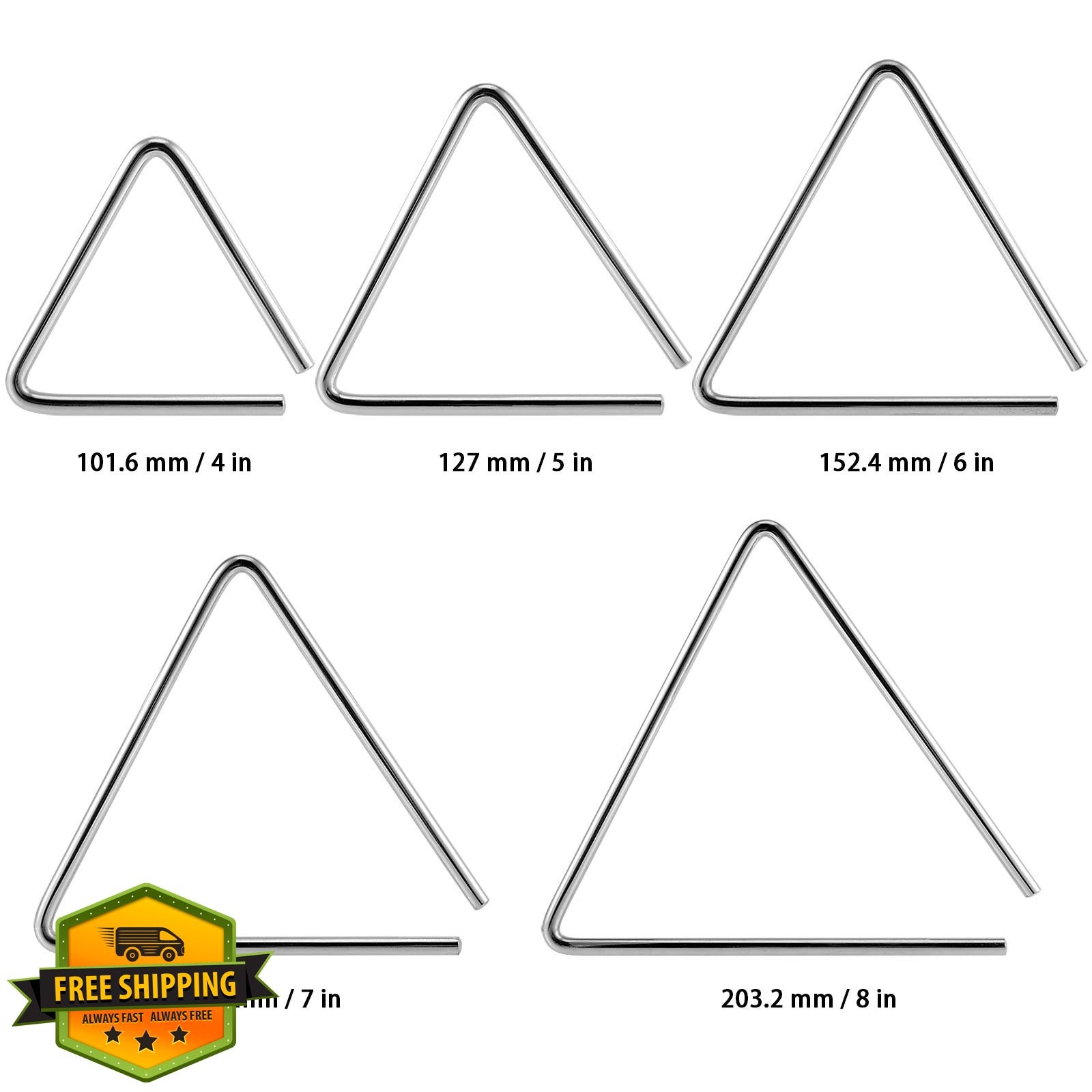 ZEONHAK 10pc Musical Triangle Instrument Set w/Striker