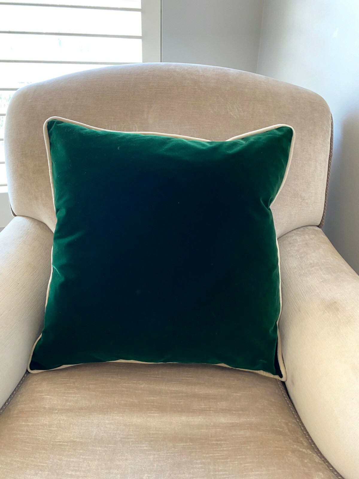 ❇️ NEW Dark Green VELVET Cushion Covers & Stone Velvet Piping OBLONG or SQUARE