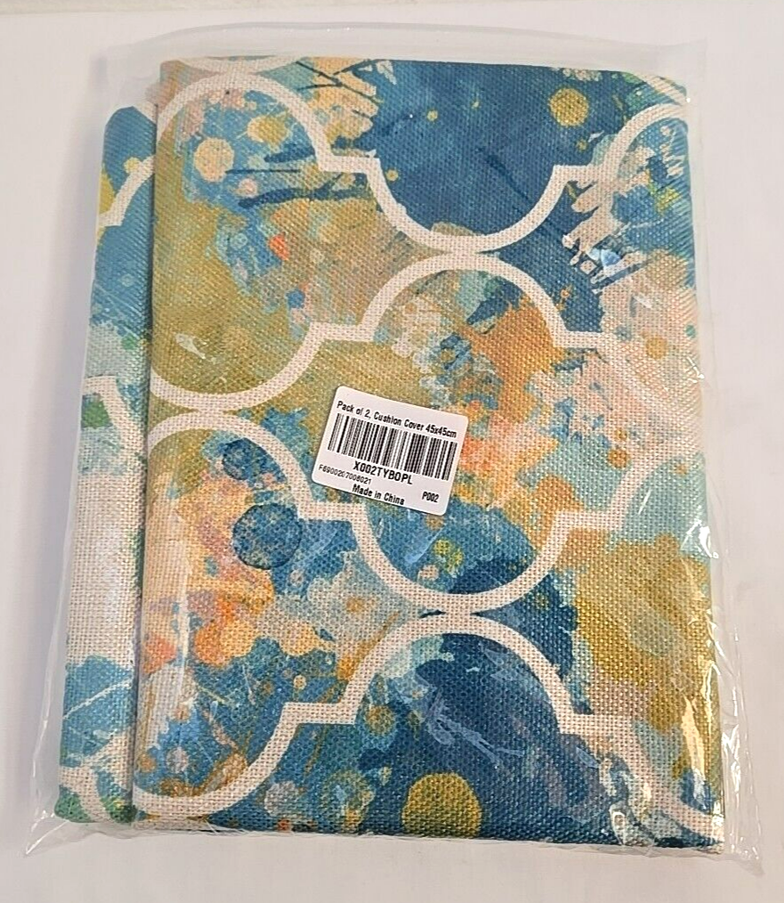 Pack 2 Cushion Covers 45x45cm Moroccan Spa Abstract NEW