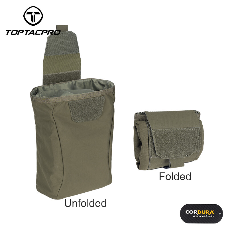 TOPTACPRO Tactical Drop Pouch Airsoft Dump Pouch MOLLE Foldable Recycling Bag MC