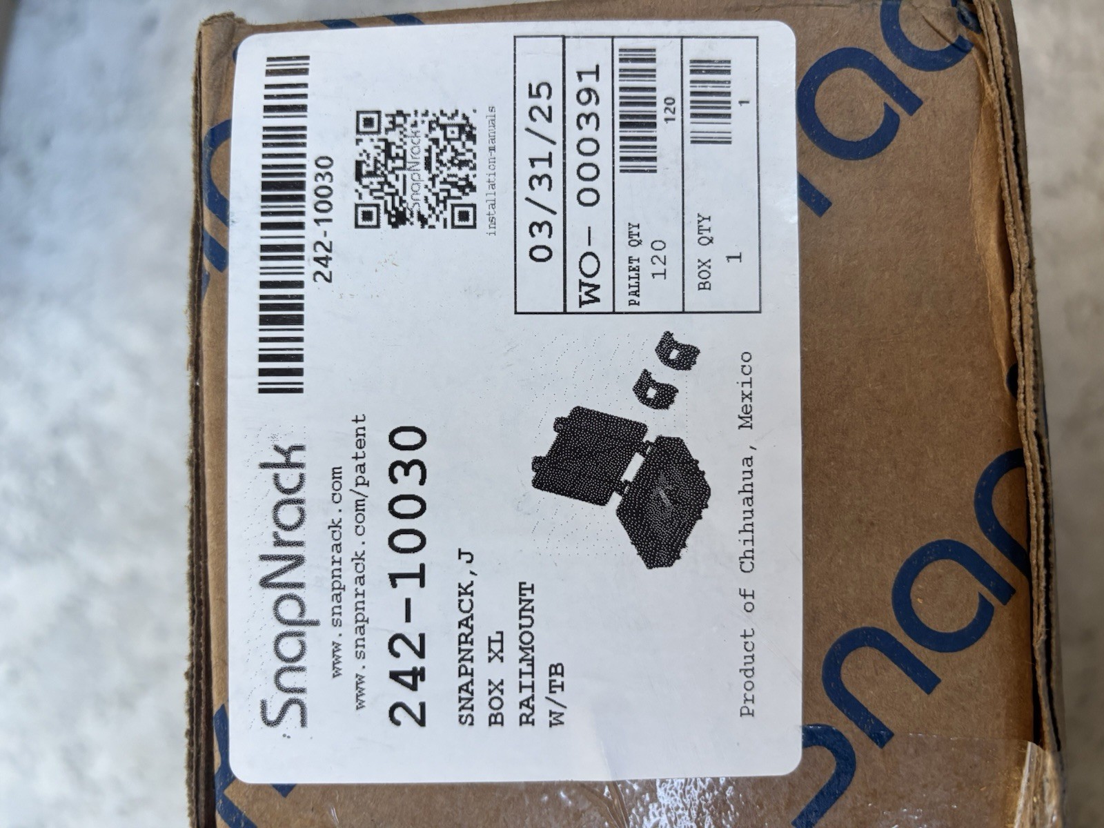 SNAPNRACK, J BOX XL RAILMOUNT W/TB New In Box