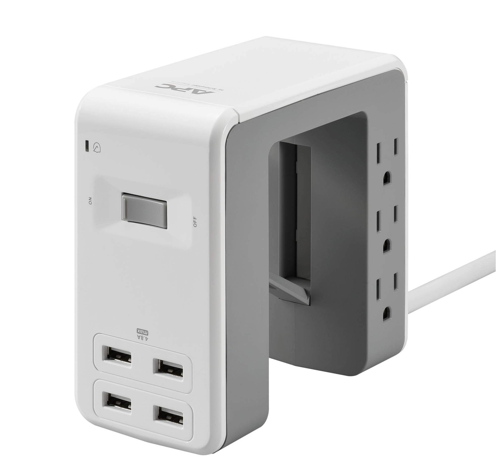 APC Desk Mount Power Station PE6U4W, U-Shaped Surge Protector 6 Outlet, White