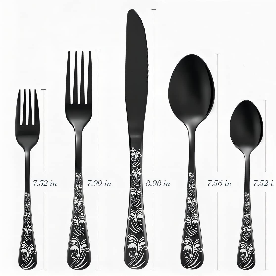Black Silverware Set, Stainless Steel Flatware Set 30 Pcs for 6, Includes For...