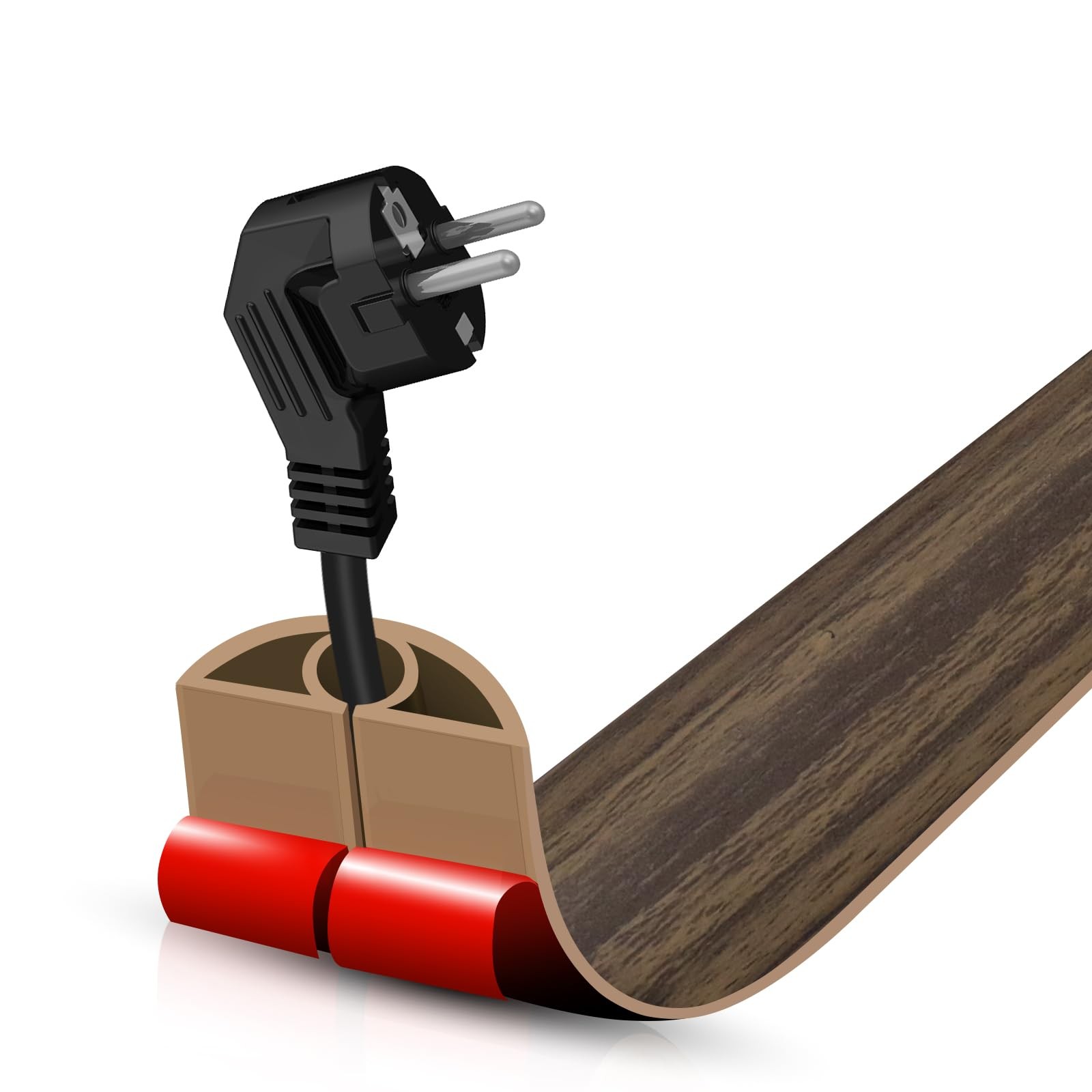 Floor Cord Cover Self Adhesive Hider,3.3FT 0.78" x 3.3', Wood walnut