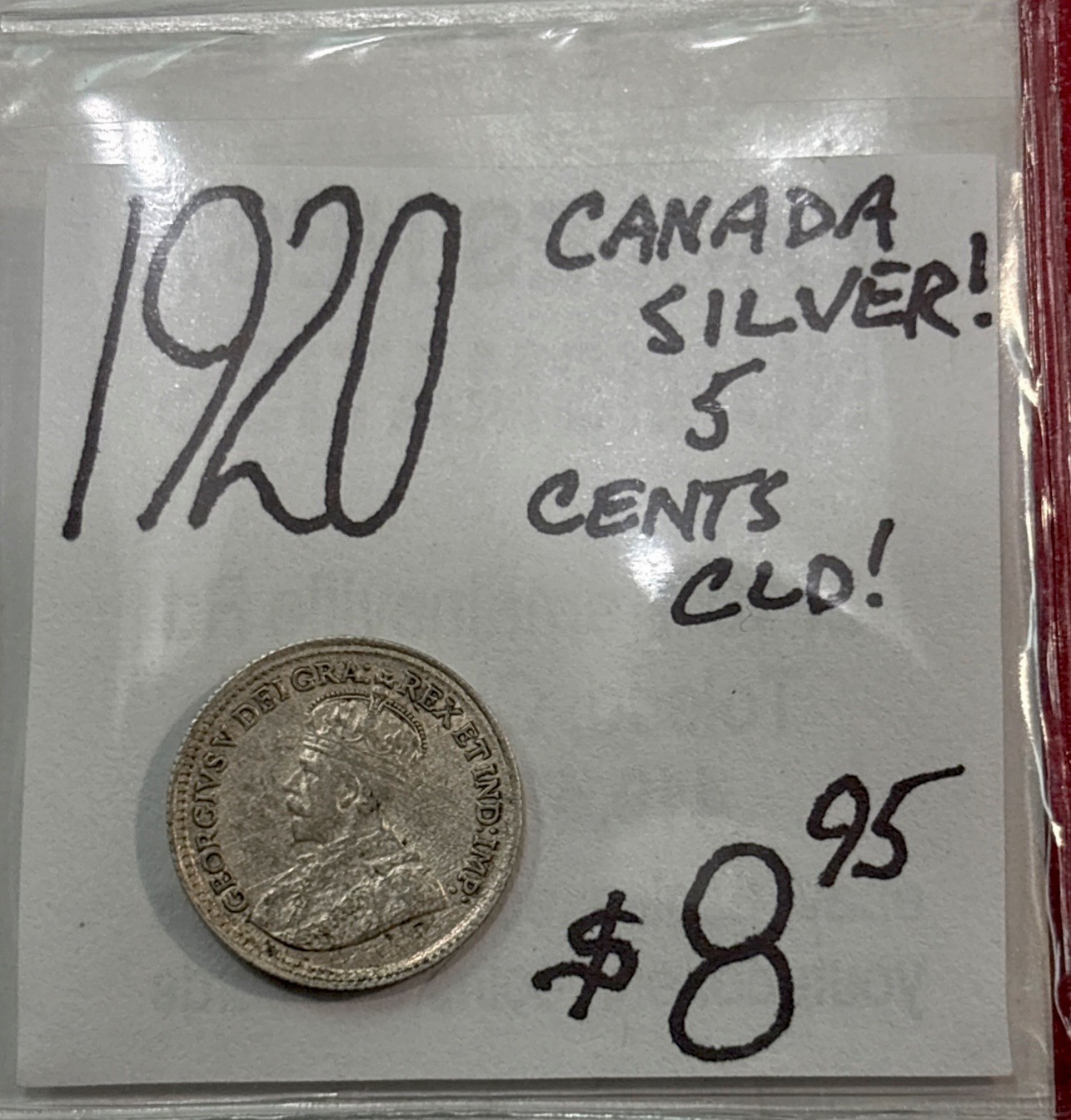 1920 Canada Silver! 5 Cent Coin! (CLD!) ENN Coins