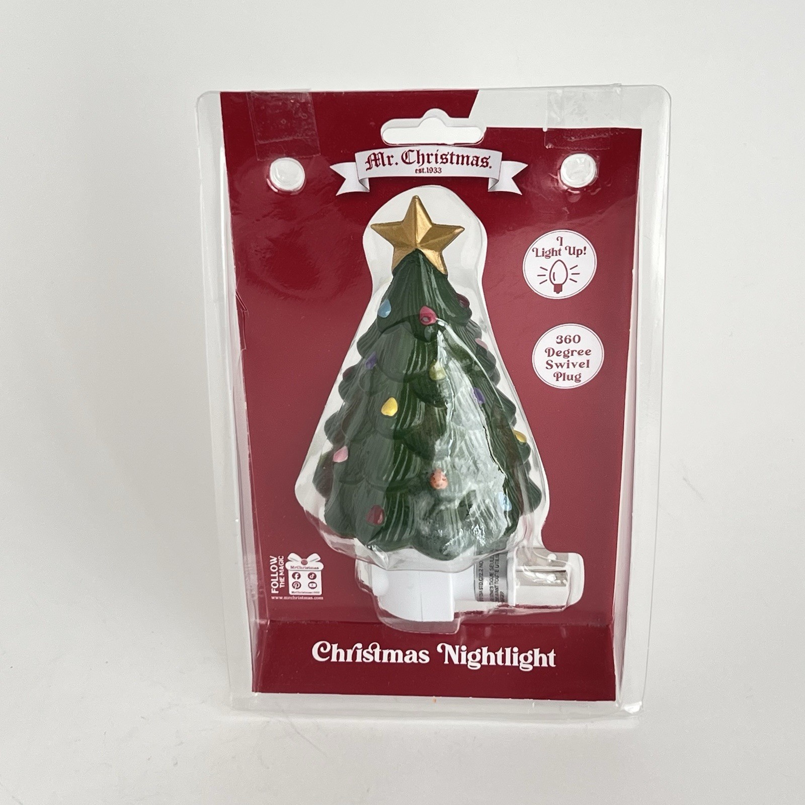 Christmas Tree Night Light 5 inch Shatterproof Nostalgic Festive Mr Christmas