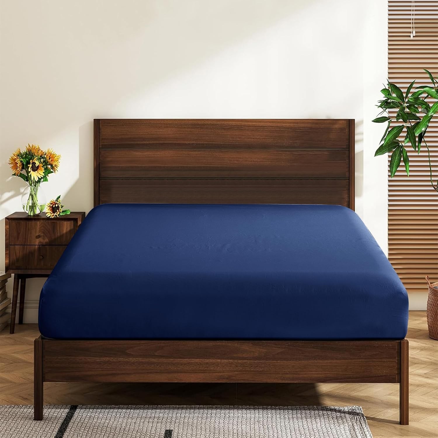 Queen Size 100% Egyptian Cotton Fitted Sheets 600 Thread Count 16" Deep Pocket,