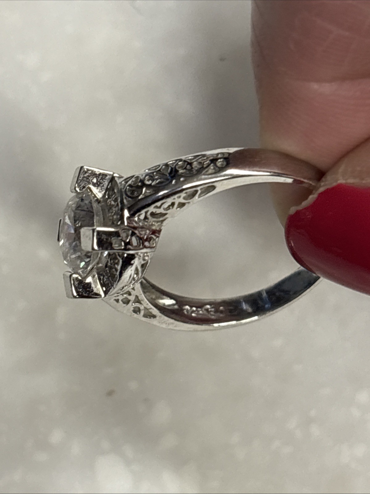 Sterling Silver 925 CZ Engagement Ring Women Size 9.5