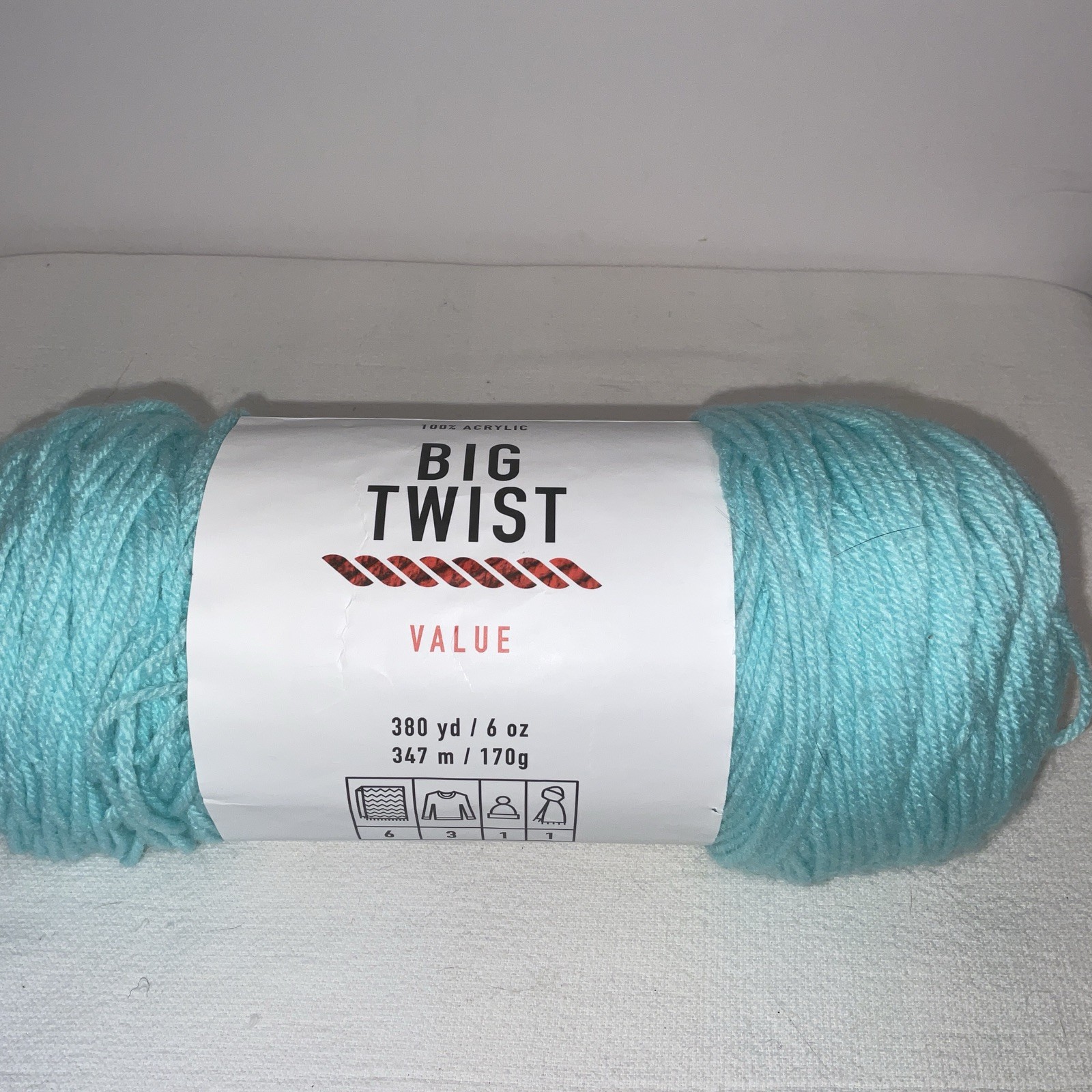 1 Skein-Big Twist Value Aqua-6oz,100% Acrylic,380yds All Dye Lots Diff: