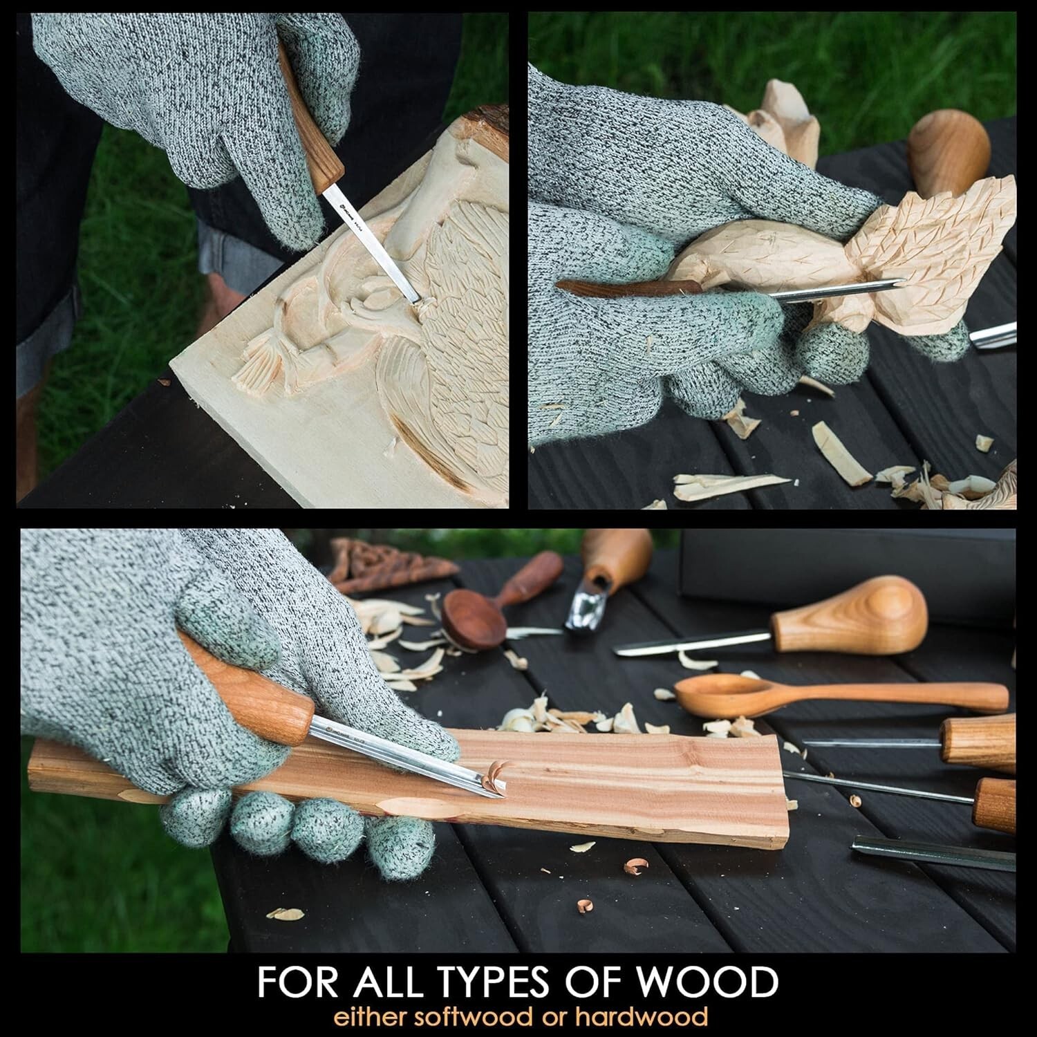 Complete Wood Carving Kit: Palm Gouges, Chisels & V-tools for Masterpieces-