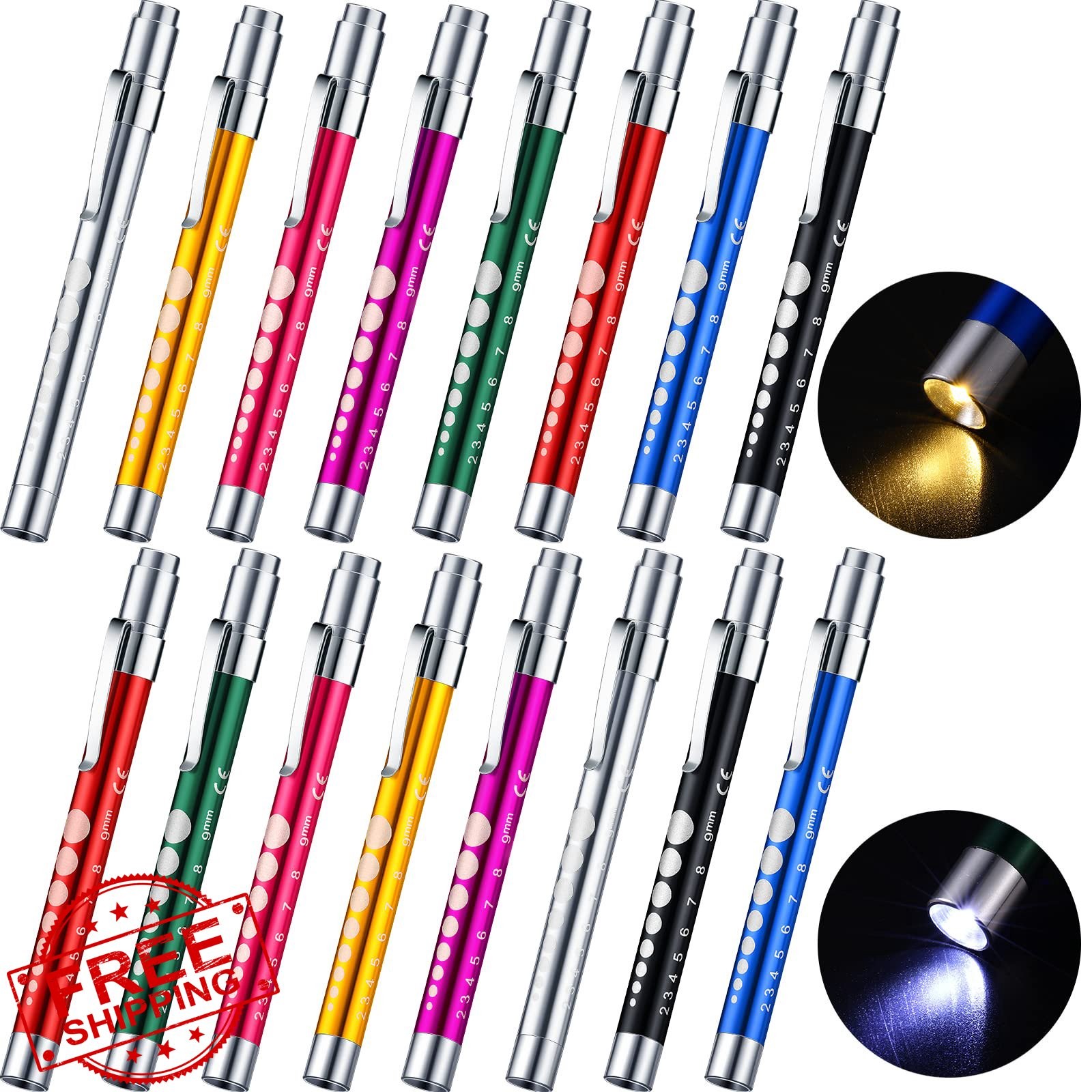 Tuanse 16pc LED Nurse Pen Light Pupil Gauge Mixed Color