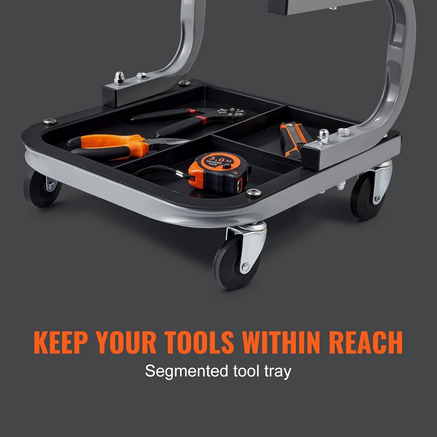 Comfortable 250 lb Capacity Workshop Stool with Tool Tray - Mechanic's Essential