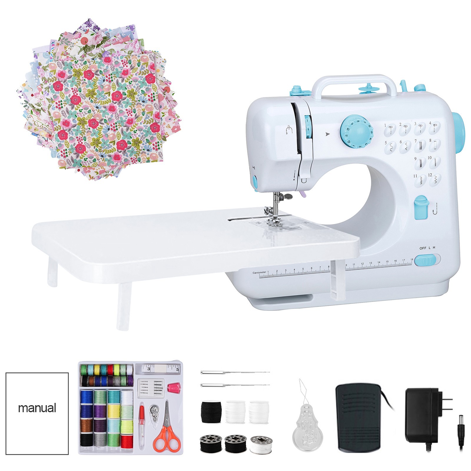505A Sewing Machine 12 Stitches Electric Heavy Duty with Extension Table & 67pcs