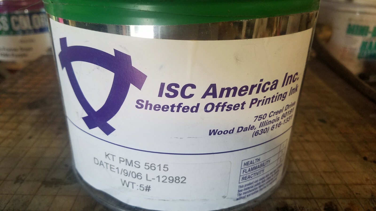   Offset printing ink Pantone 5615  -5 lbs  Unopened