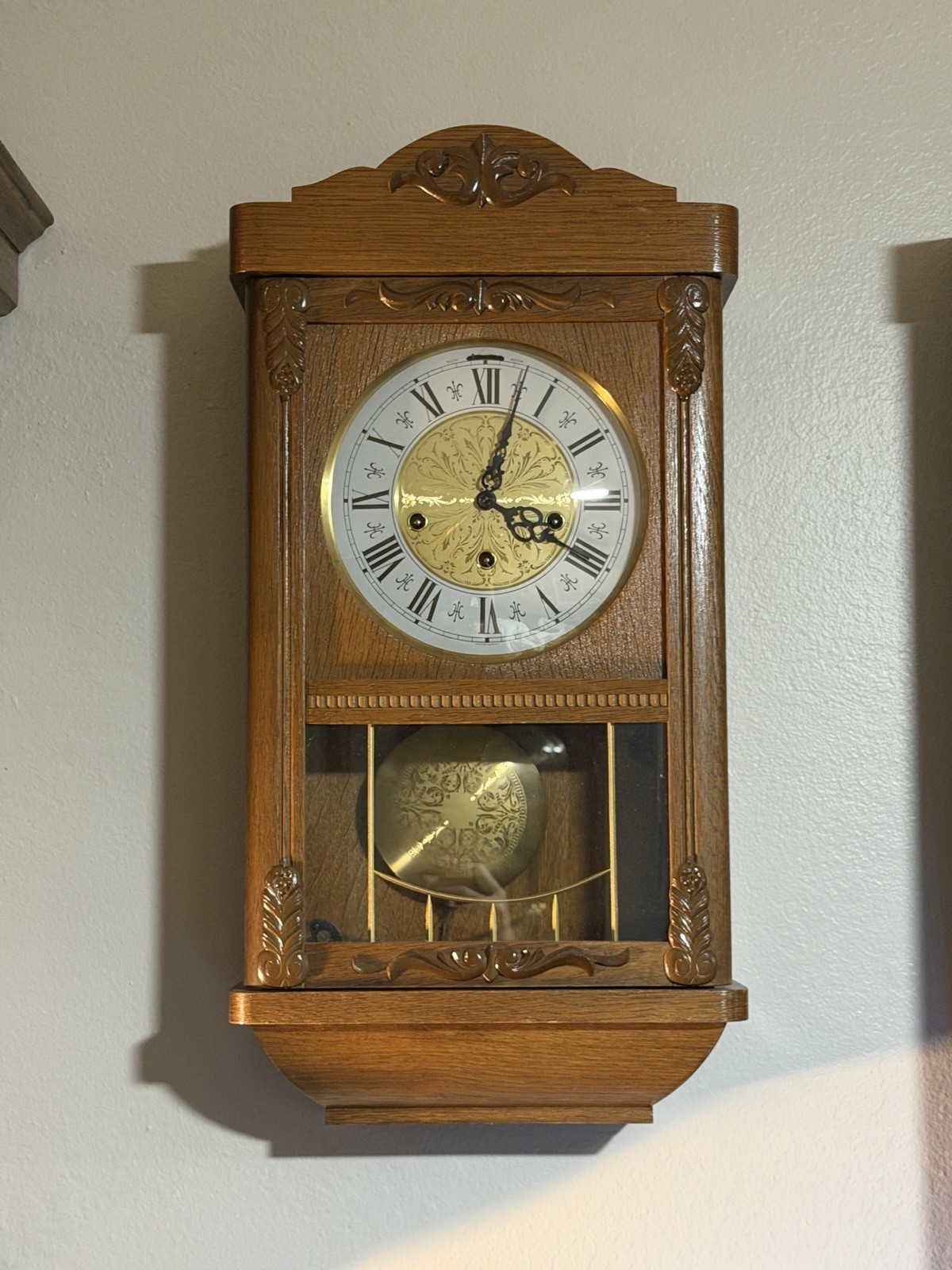 1979 Jauch Westminster Chime Wall Clock - WORKING - 8 Day - Single Chime - Oak