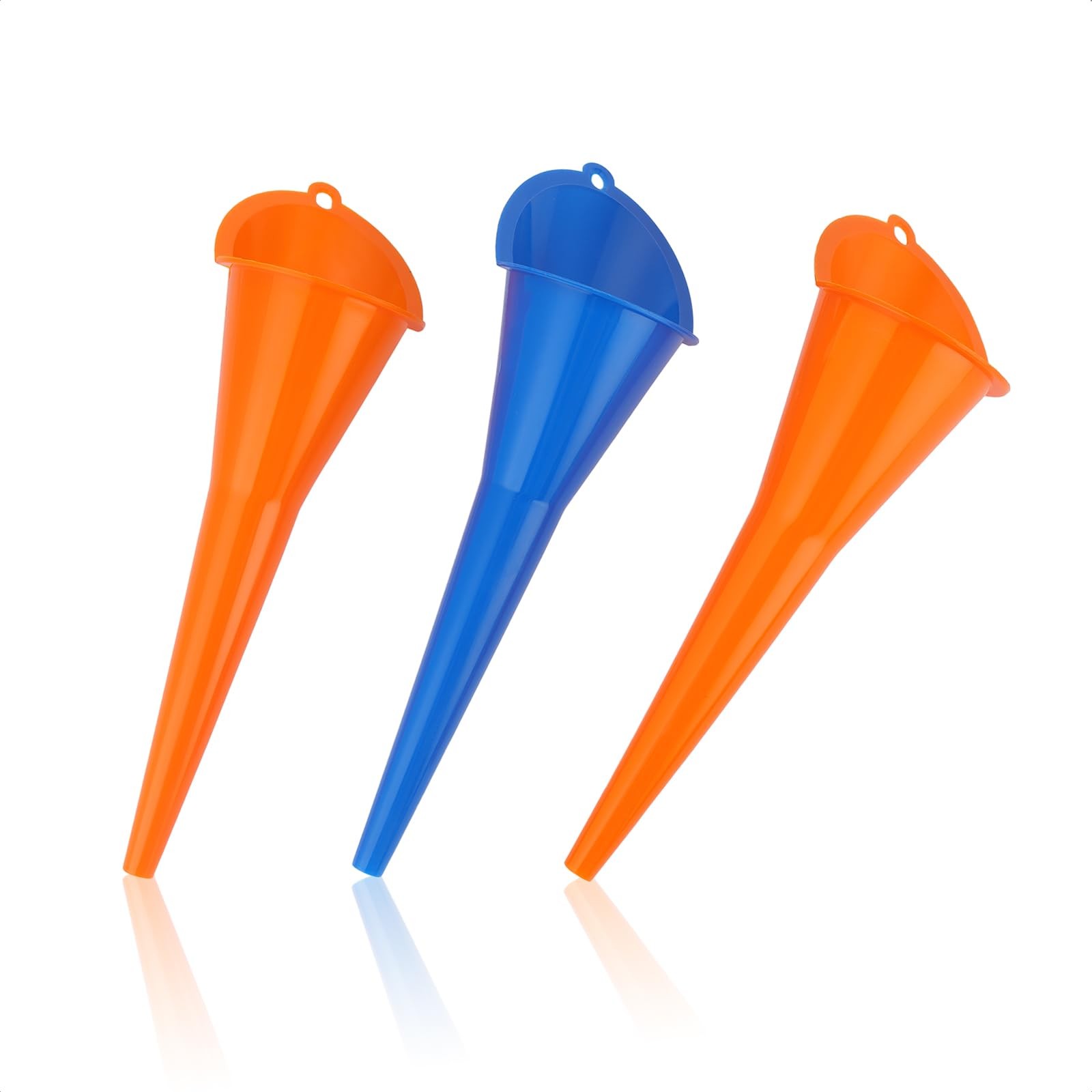 Aferrizu Oil Funnel 3-Pack, Multi Function Plastic Long Neck Clear