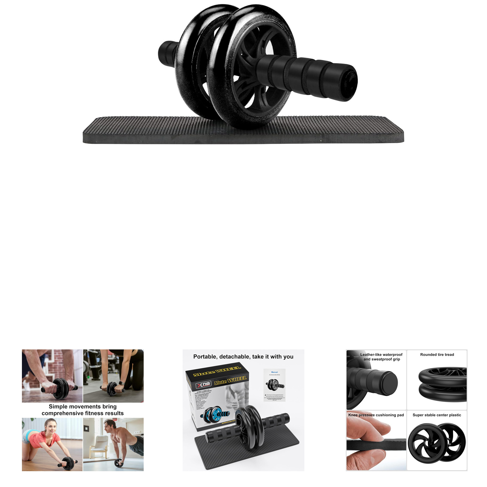 Abdominal Wheel, Dual Wheel Ab Roller for Core Strengthening, Fitness Belly