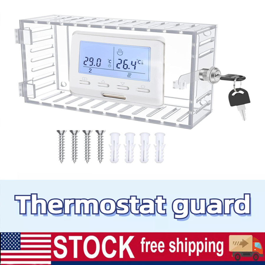 Clear Thermostat Lock Box with Key, Thermostat Guard for Wall