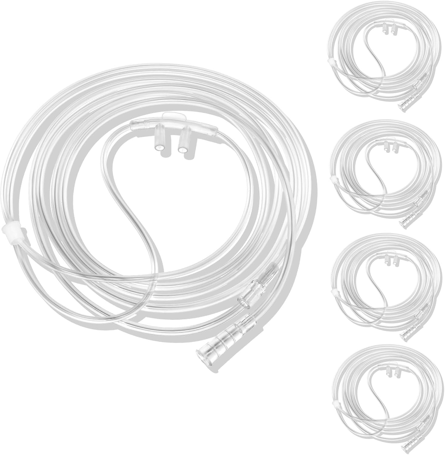 Soft Nasal Oxygen Cannula for Adult (5 Pack) - 7 Feet, Standard Connector,...