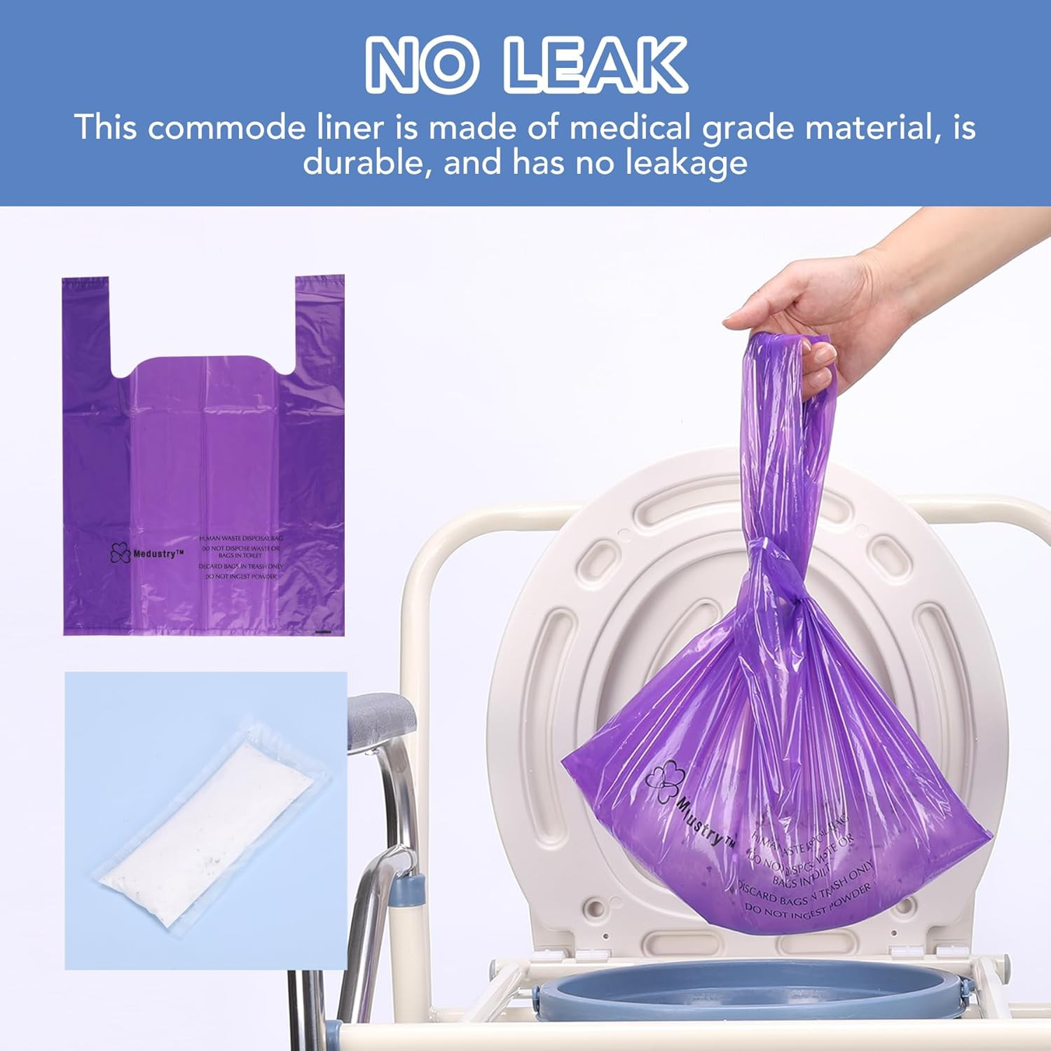 Commode Liners with Super Absorbent Pads - 60 Pack Disposable Bedside Commode Ba