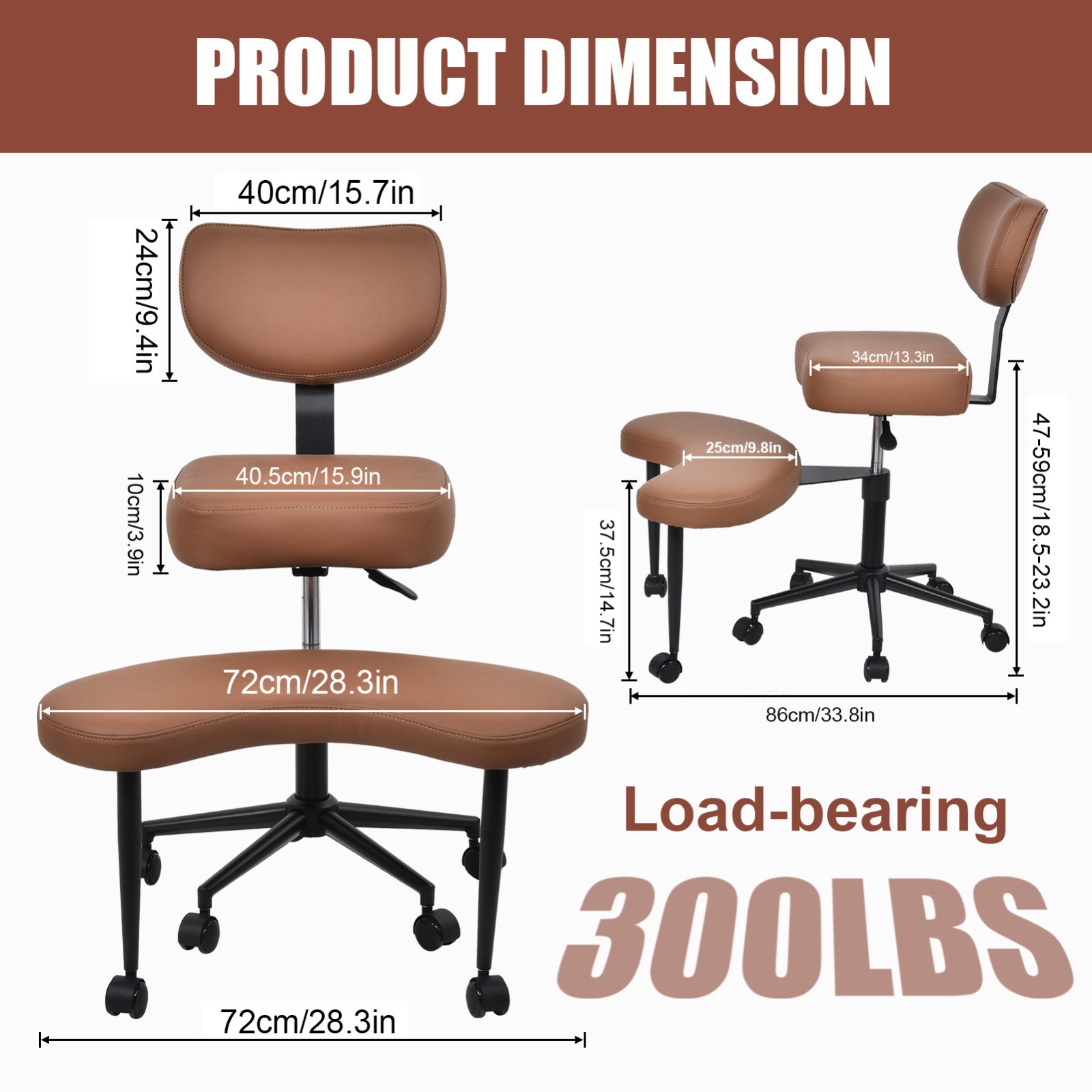 Ergonomic Cross Legged Chair, 360° Swivel Meditation Chair Height Adjustable Sea