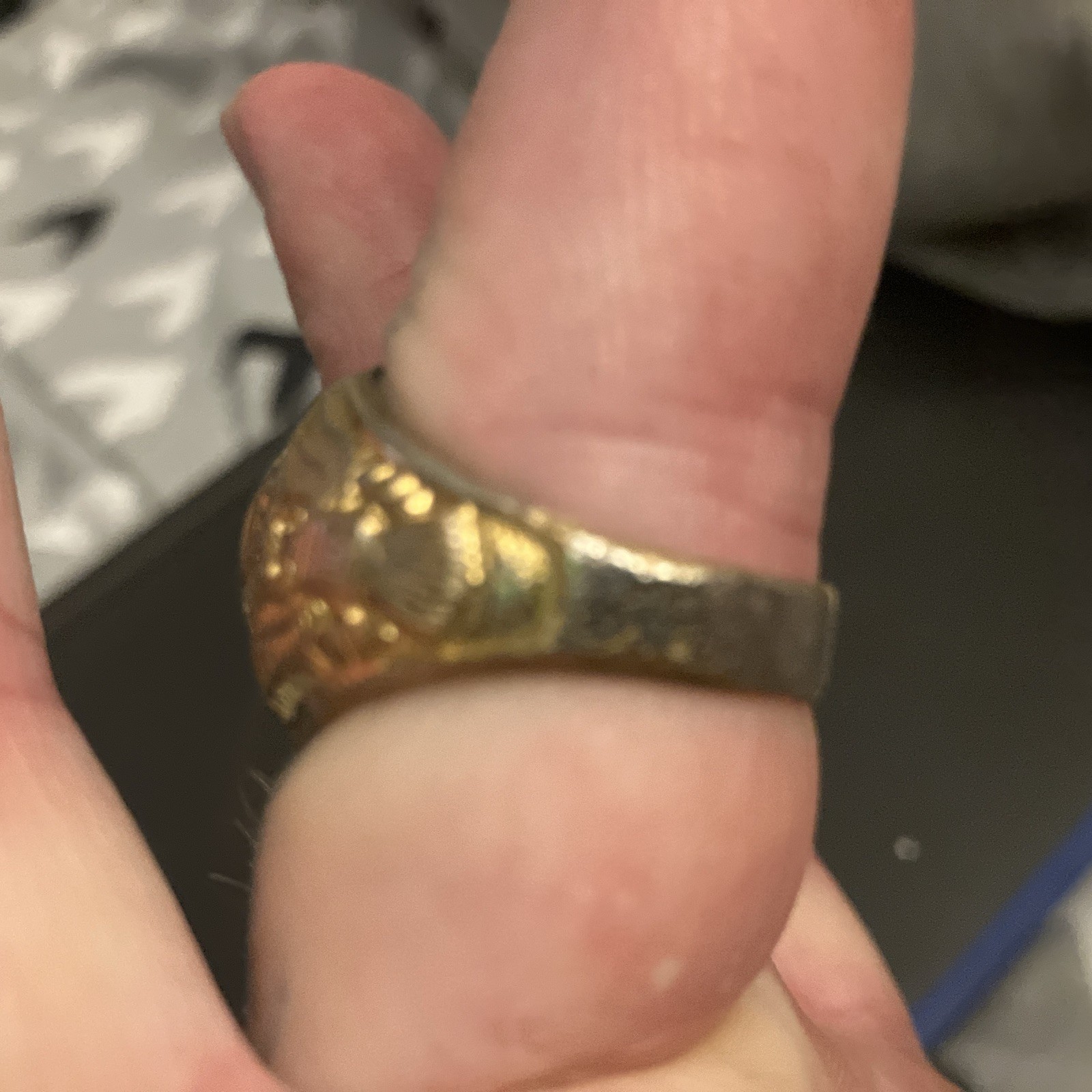 UINTED STATES ARMY RUBY RED STONE GOLD PLATED RING