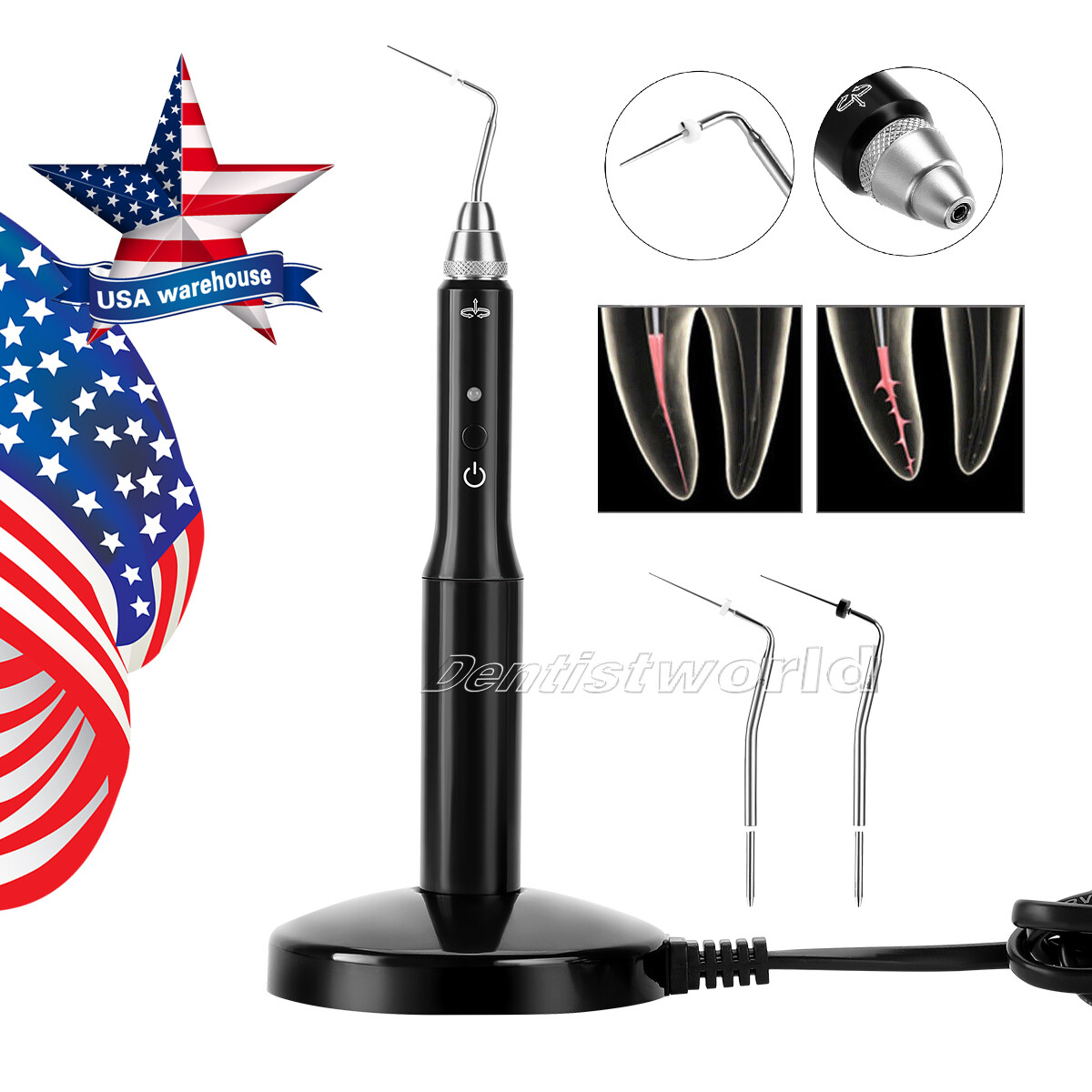 AZDENT Dental Wireless Endodontic Gutta Percha Obturation Endo Heated Pen+2 Tips