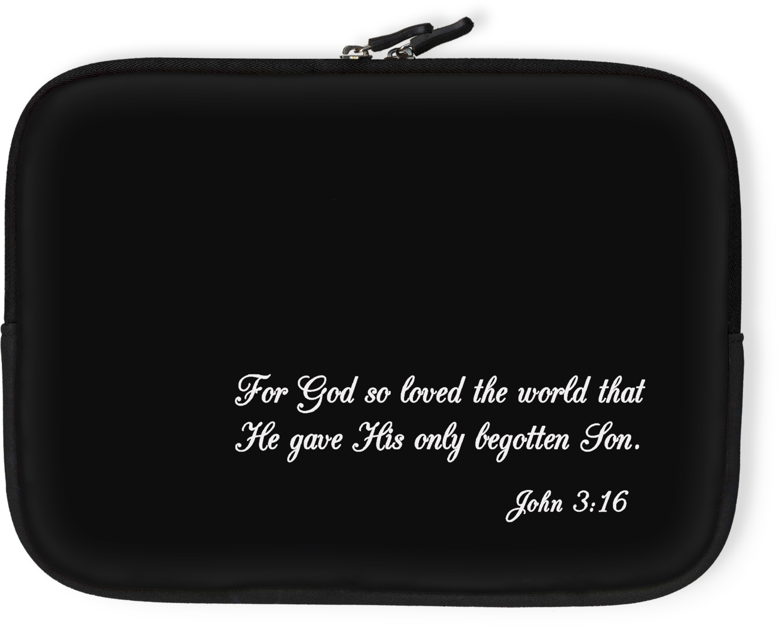 Tablet Cover John 3:16  Large Black Church Case, Holds Most Tablets Religious