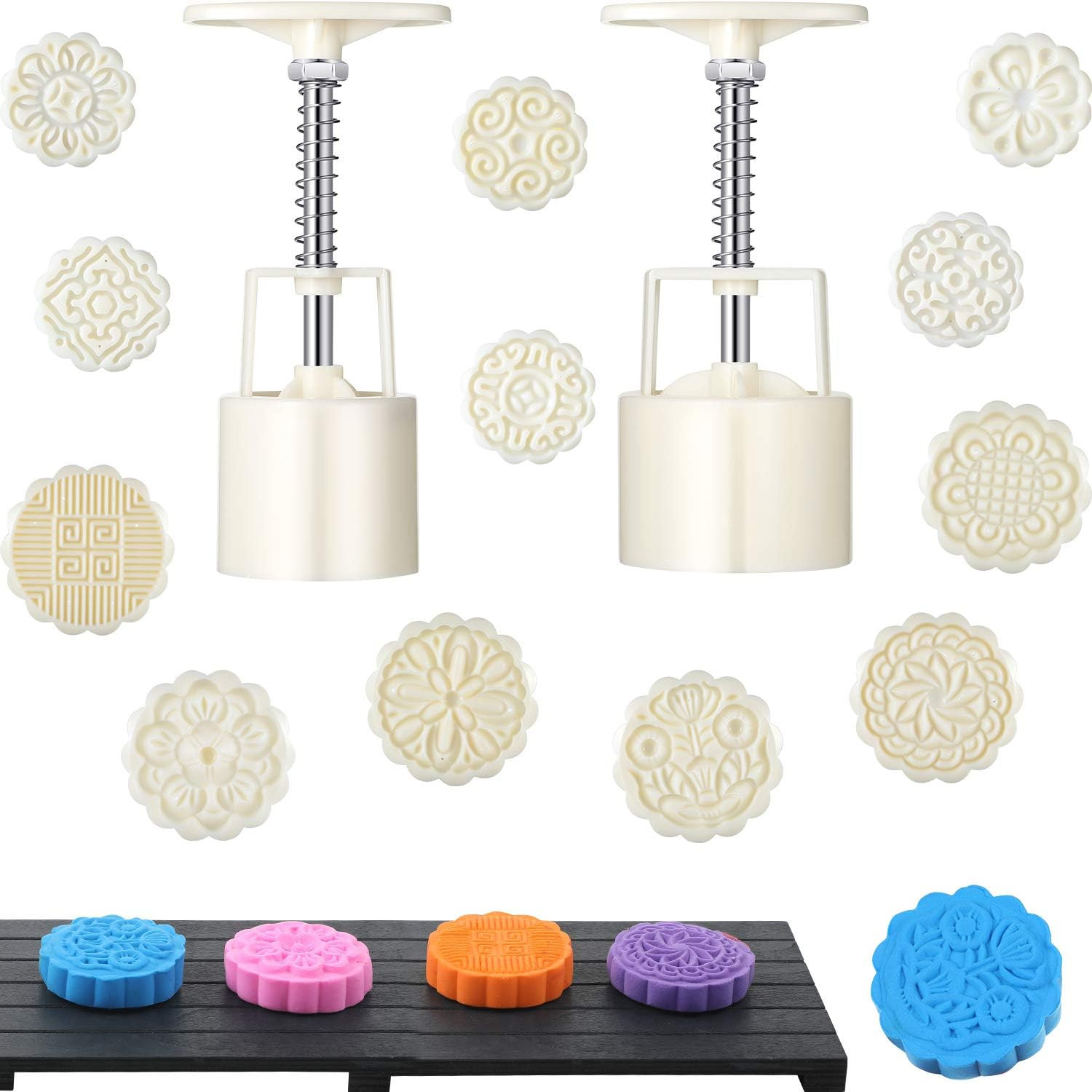 14 Pieces Bath Bomb Mold Kit Plastic Moon Cake Flowers Mold Supplies Press Inclu